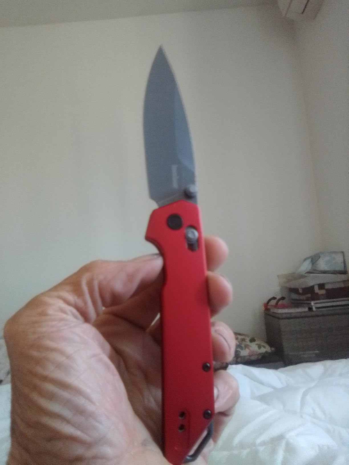 Kershaw Iridium Pocket Knife, Red, 3.4 Inch Spear Point Blade | EDC with Thumb Stud Opening, Reversible Deep Carry, Duralock, Everyday Carry for Men and Women customer photo 1