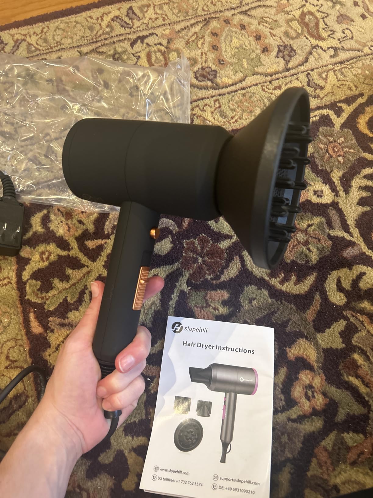 slopehill Professional Ionic Hair Dryer, Lavender | 1800W Fast Drying, Low Noise, 2 Concentrator Nozzles, 1 Diffuser Attachment customer photo 2