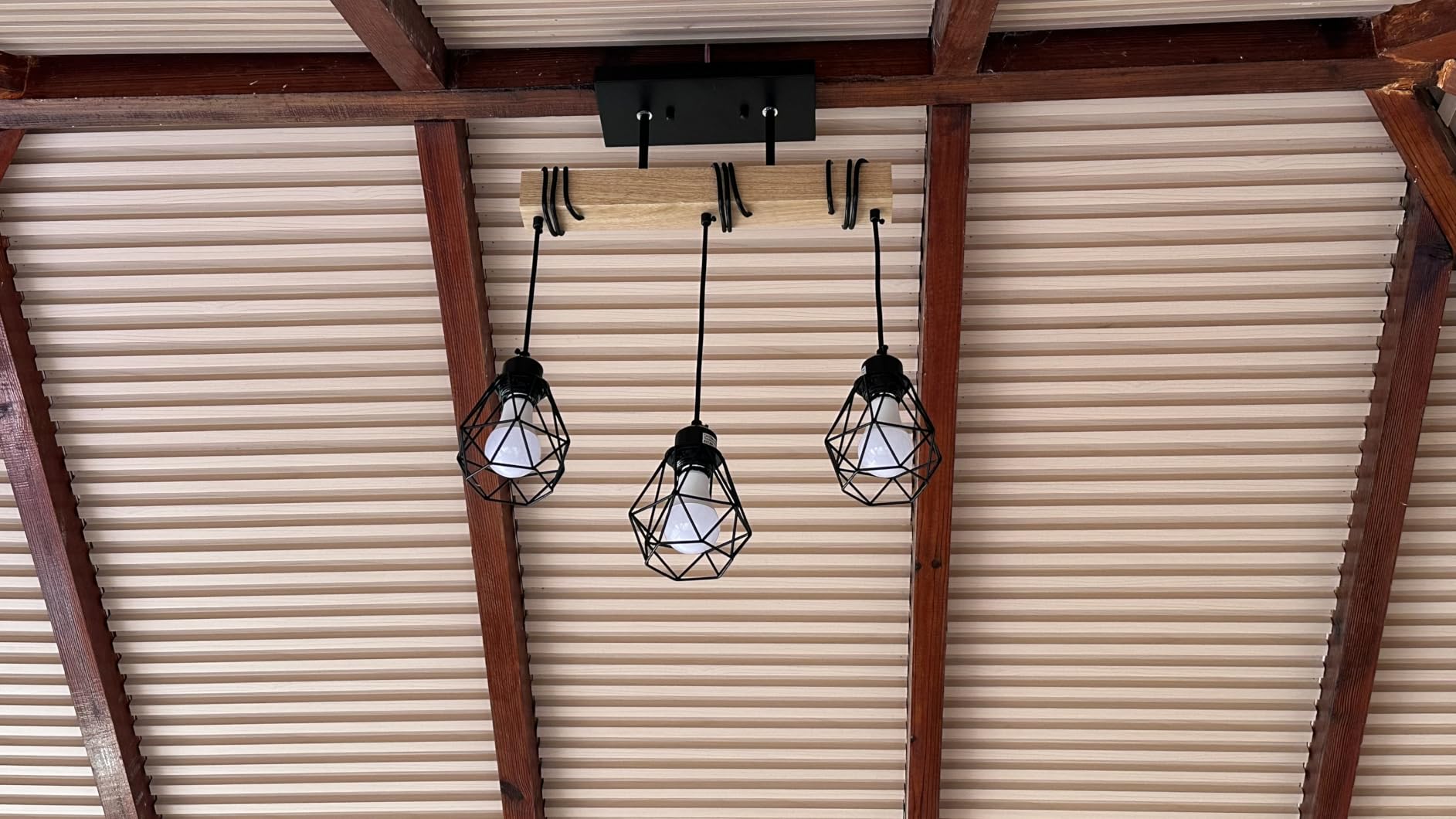 3-Lights Farmhouse Dining Room Pendant Light Fixtures Over Table, Rustic Solid Wood Kitchen Island Lighting Hanging with Metal Shades, Modern Black Ceiling Pendant Lamp for Living Room Hallway customer photo 2