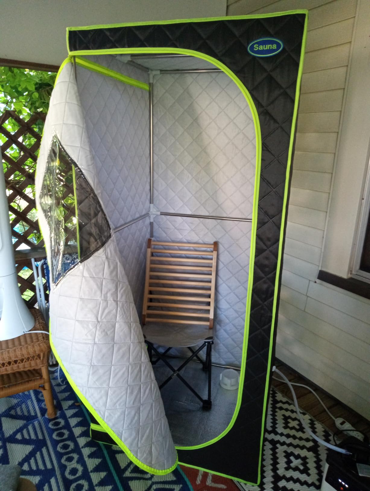 Portable Full Size Infrared Sauna for Home, Pentagonal Size Far Infrared Sauna, One Person Sauna Tent with Heating Foot Pad, Portable Chair, (L38 x W38 x H63, Grey) customer photo 2