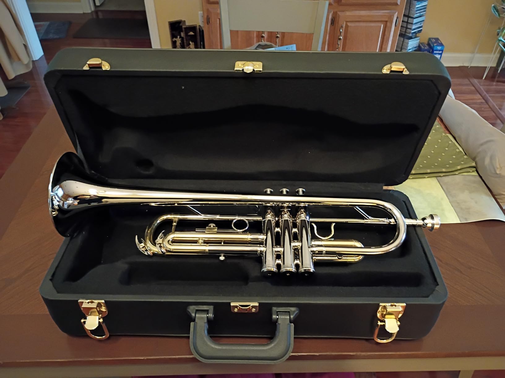 AKLOT Hand-Hammered Bell Bb Trumpet: Smooth Valve Action, Clear-Lacquered Brass Body, Standard Trumpet Beginner Set with Leather Case, Lesson Book, Trumpet Mute, Mouthpiece, Cleaning Kit (SNR-BrzAC) customer photo 1