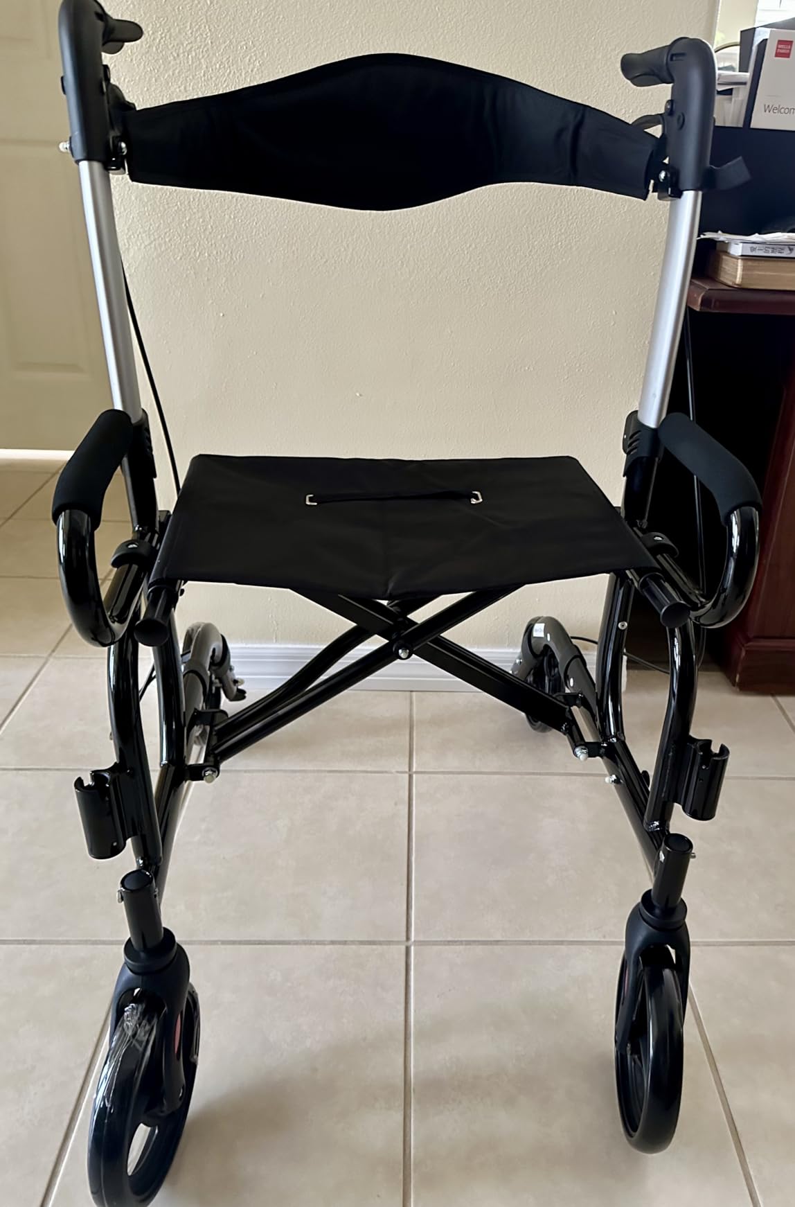 Goplus Walkers for Seniors with Seat, 2 in 1 Folding Rolling Rollator Walker & Wheelchair Combo with Brakes, 9