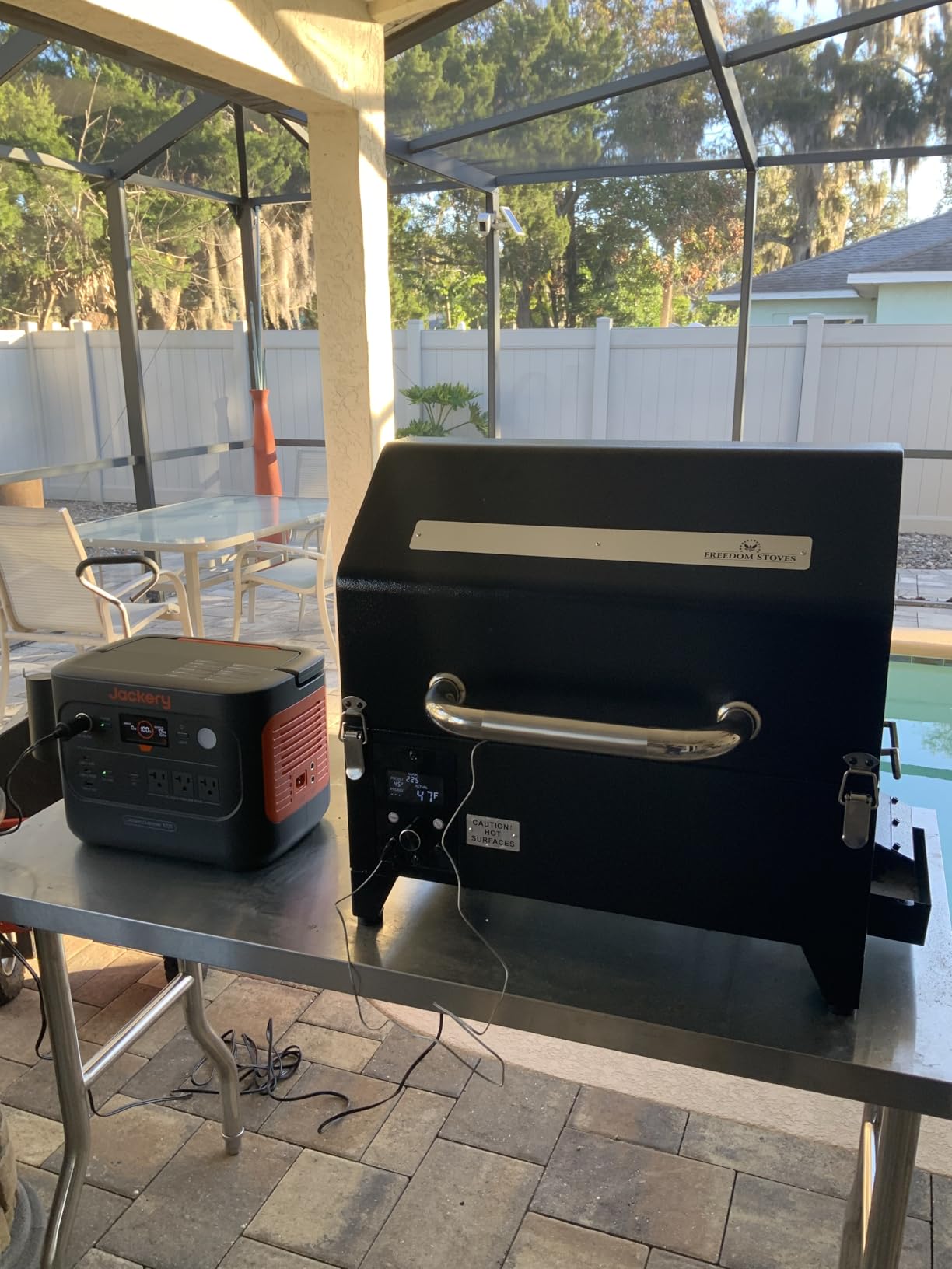 Freedom Portable Pellet Grill & Smoker, 242 Sq In, Dual Probes | Portable pellet grill and smoker with digital display and dual meat probes, 242 sq in cooking area, runs on AC or DC power customer photo 1