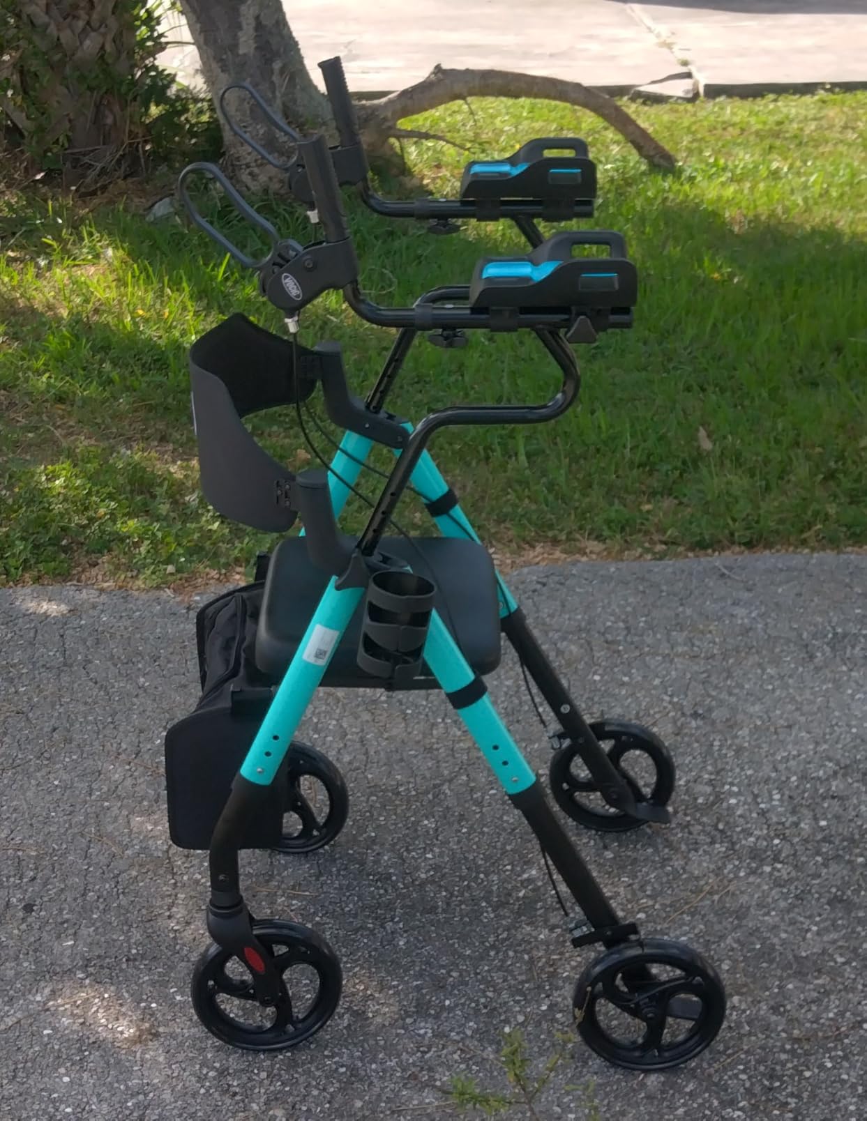 VOCIC Walkers for Seniors, Upright Walker with Adjustable Armrests, Z22 GelSoft Stand Up Walker with Ergo Seat & Backrest, 8
