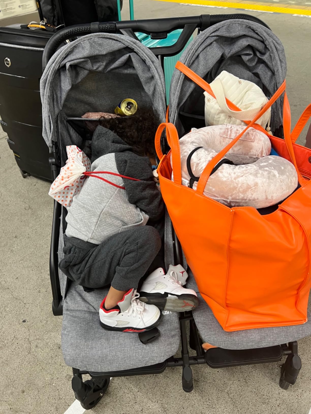 Mompush Lithe Double Stroller, Lightweight Side by Side, Infant & Toddler | 25 lbs design, 31.1-inch width fits doorways, one-step fold, independent recline, UPF50+ canopy, all-wheel suspension customer photo 2