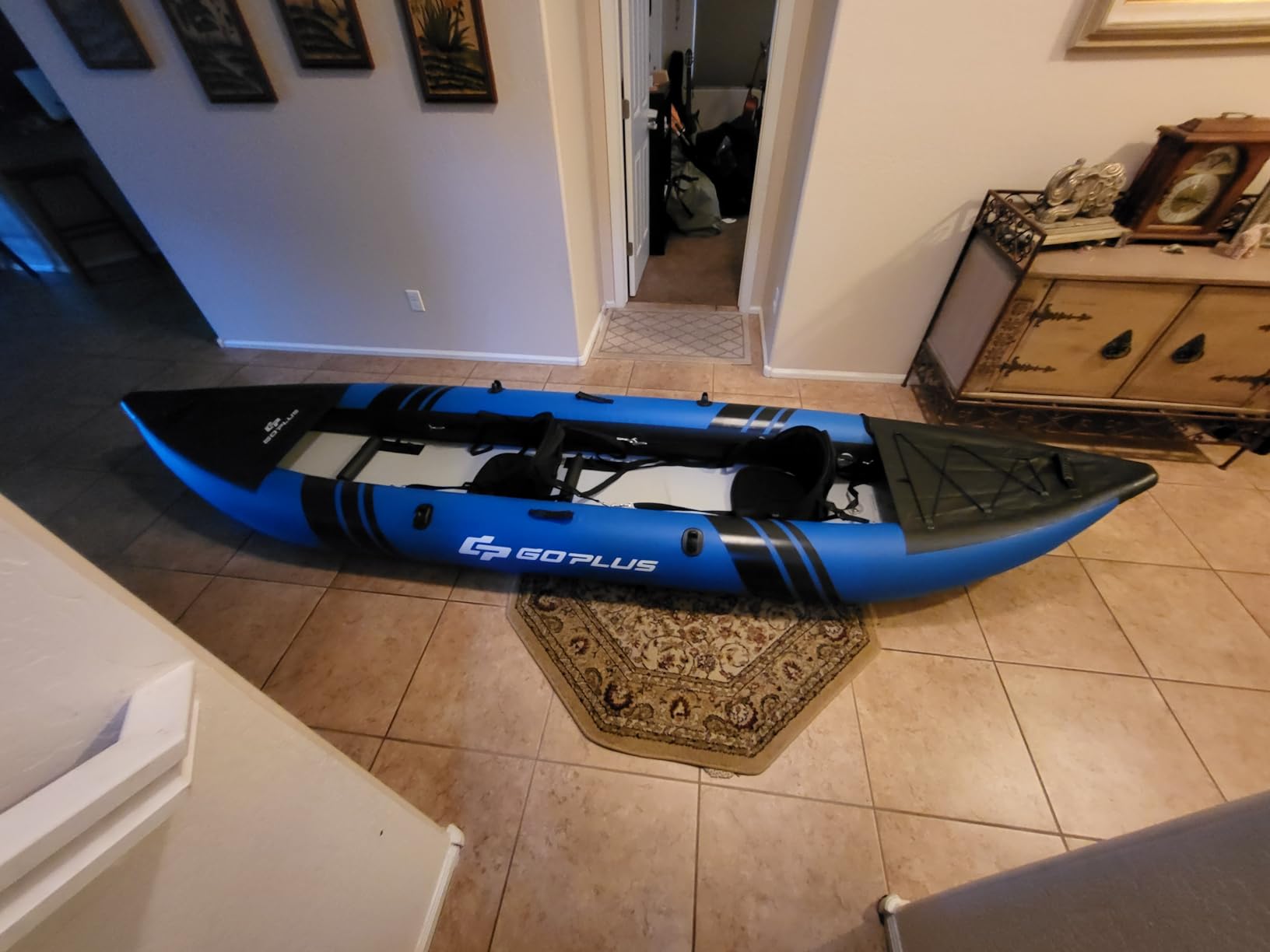 Goplus Tandem Inflatable Kayak, 12.5FT 2-Person Kayak Set for Adults | 507 LBS Weight Capacity, 2 Aluminium Oars, Padded Seat, 2 Fins, Hand Pump, Carry Bag, Repair Kit, Portable Touring Kayaks customer photo 2