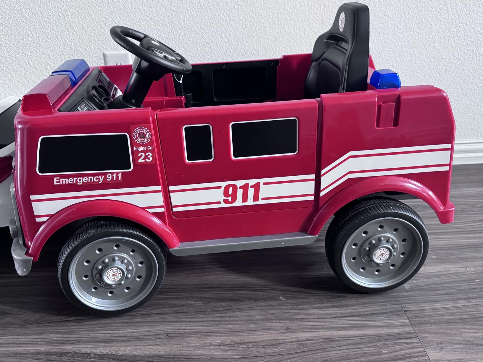 12V Ride on Fire Truck, Electric Ride on Car for Kids, Battery Powered Toddler Car w/Parent Remote Control, Siren-Call, Walkie-Talkies, Flashing Lights, Fire Extinguishers, Bluetooth, Music customer photo 2