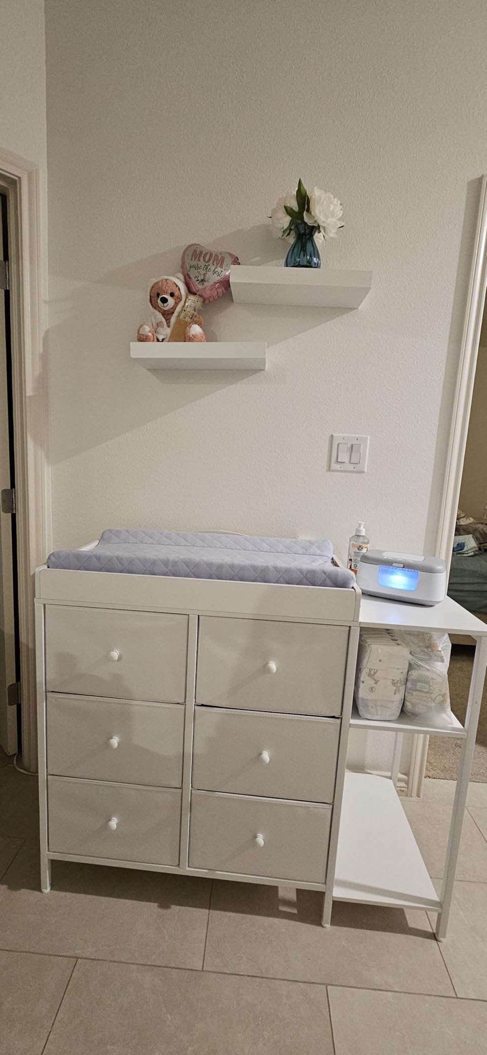 BOLUO Baby Dresser with Changing Table Top, Black Changing Table Dresser with 6 Fabric Drawers Diaper Changing Station with Storage Shelf for Nursery Modern customer photo 2