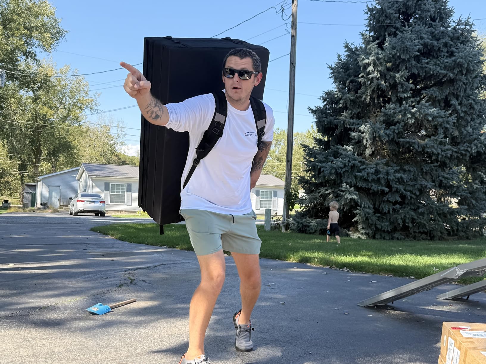Tri-Fold Rock Climbing Crash Pad w/Adjustable Backpack Straps – Supplemental Bouldering Crash Pad – Durable Climbing Crash Pad, Lightweight & Portable – Folded Size 39