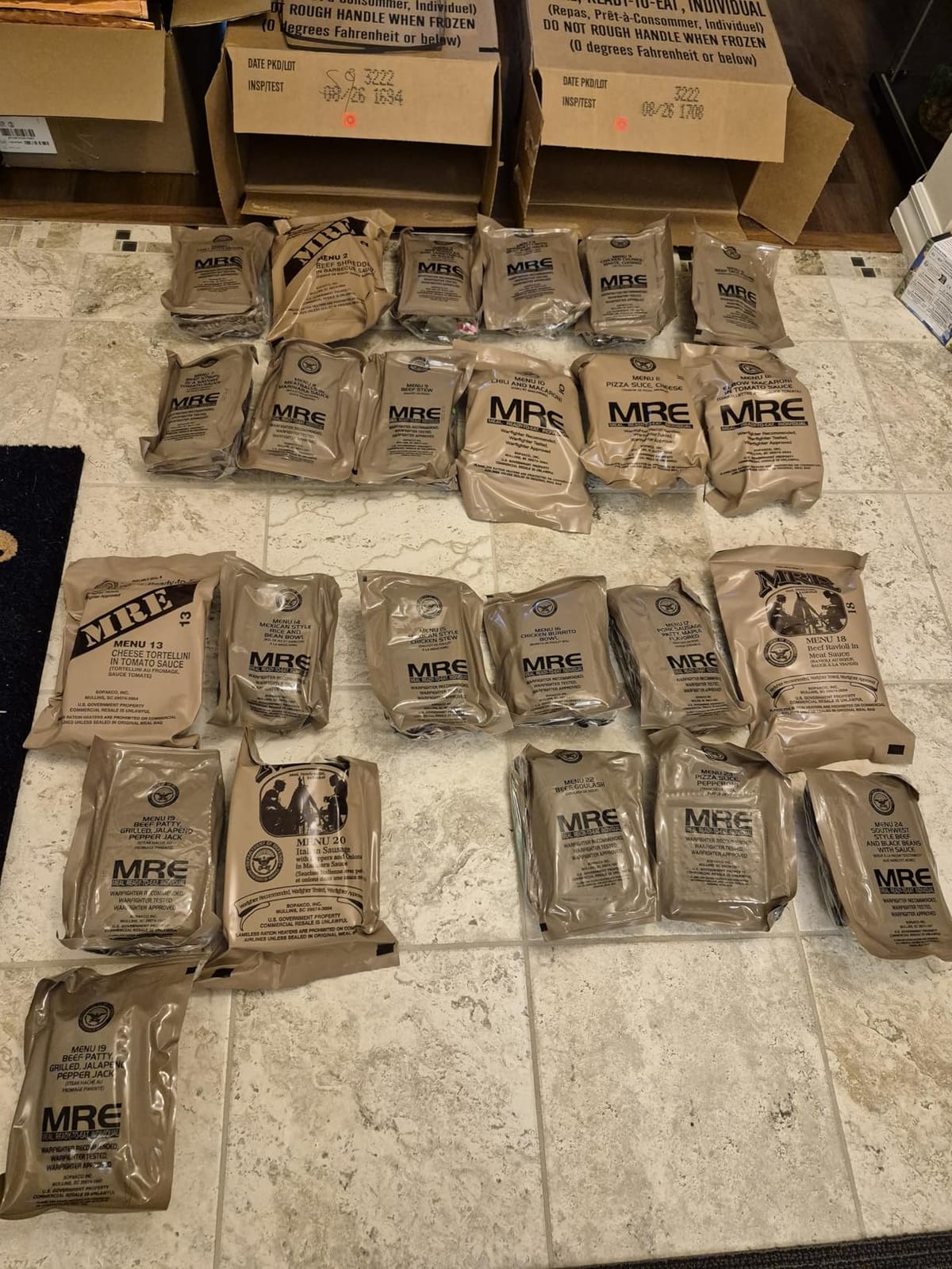 2026 Inspection MRE, U.S. MRE Meals, Emergency Supplies, Emergency Food Supply, Survival Food w/Flameless Heater, Ready Meals (Variety Pack of 24) - (A & B Case Fresh Stock) MREs have 10 Year Shelf Life From Inspection Date customer photo 2