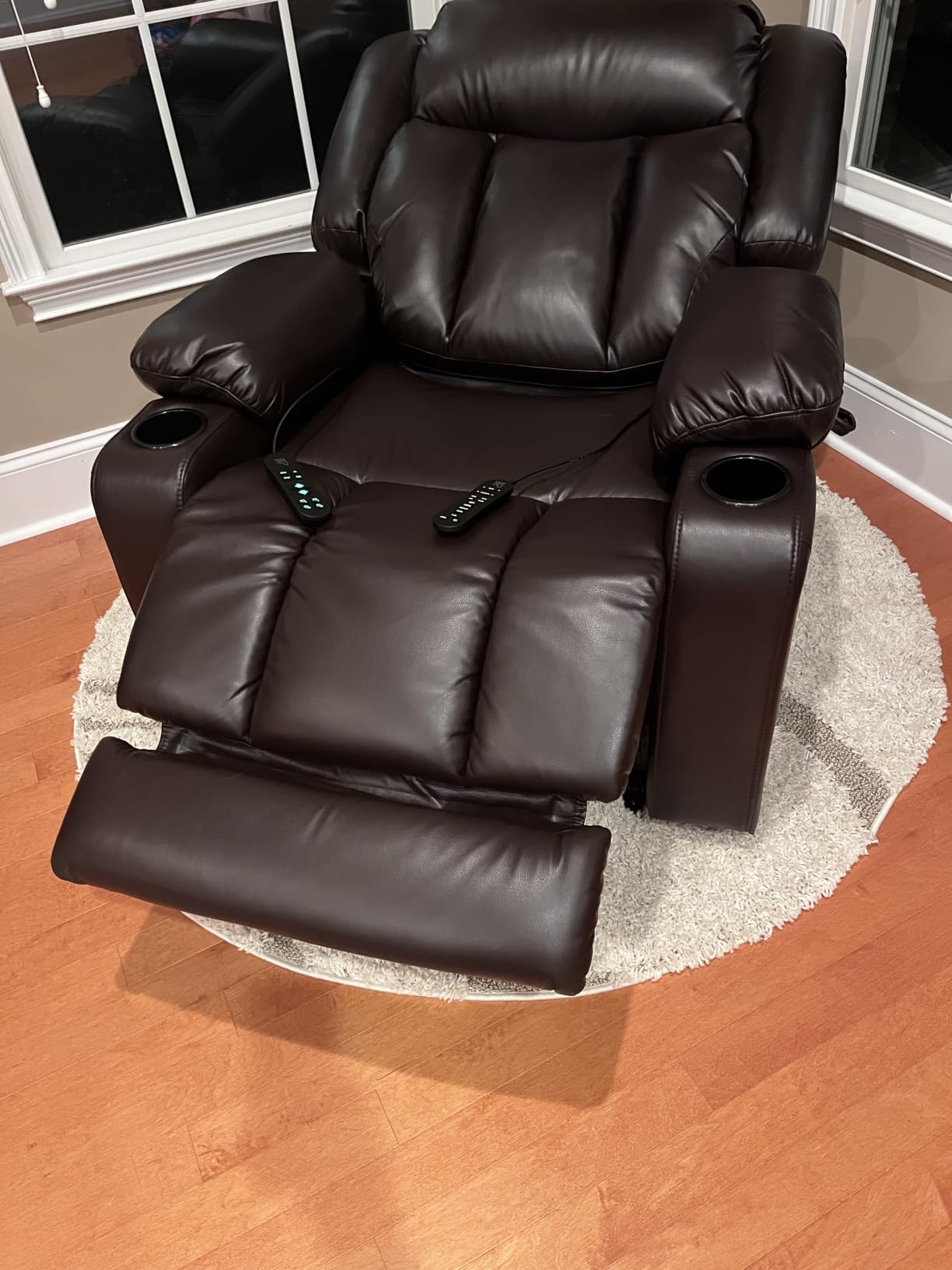 EONIX Dual Motor Oversized Power Lift Recliner Chair for Elderly, 400lbs Heavy Duty Faux Leather Recliner with Massage and Heat, Big and Tall Lay Flat Lift Chair with Cup Holders, SLRY006, Dark Brown customer photo 2