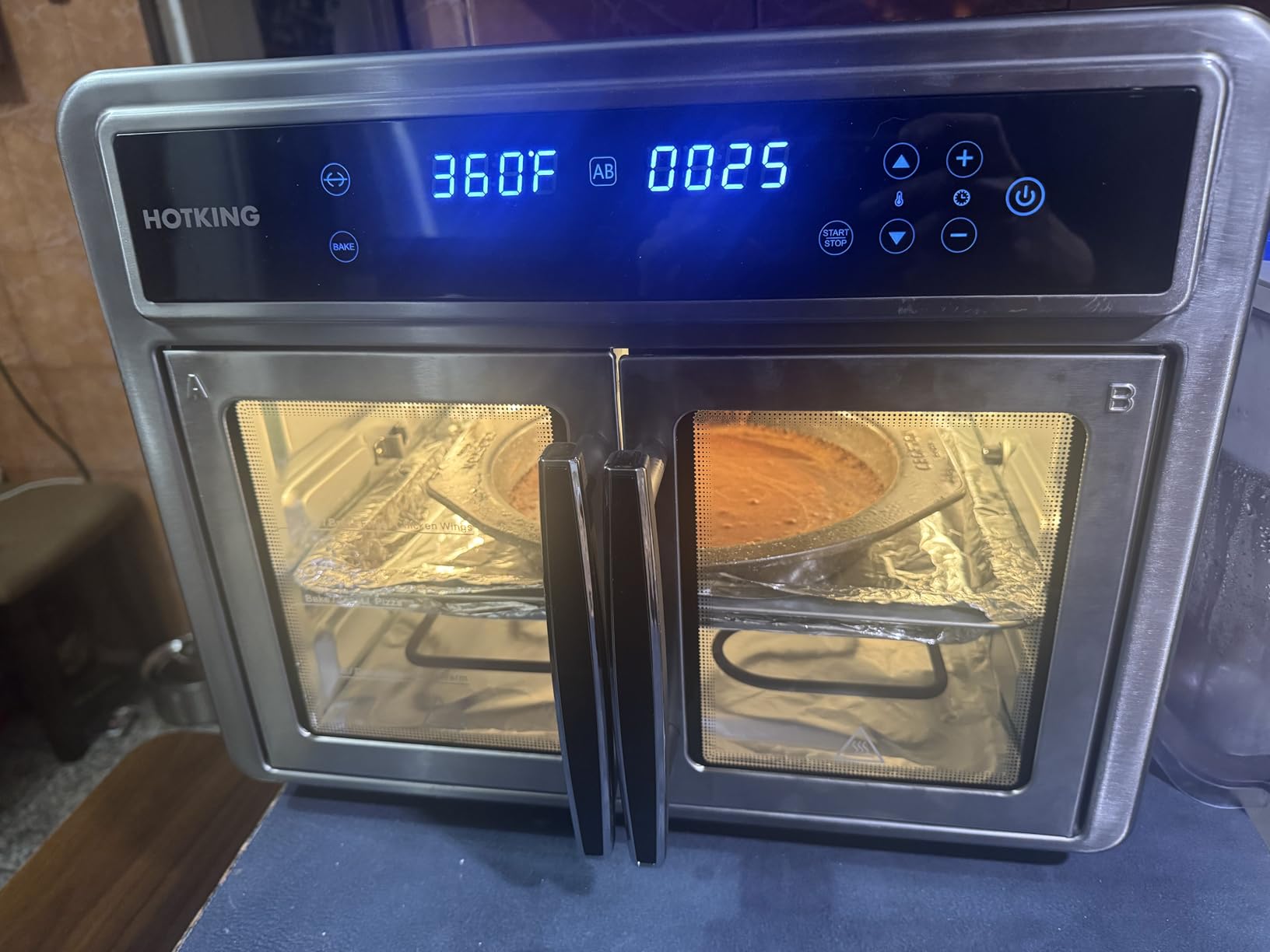 HotKing Dual-Zone Air Fryer Toaster Oven Combo, 28 QT Extra Large, Non Toxic Stainless Steel Convection Oven with French Door, Countertop Airfryer with Window, Racks, Rotisserie, Dehydrator, ETL Rated customer photo 2