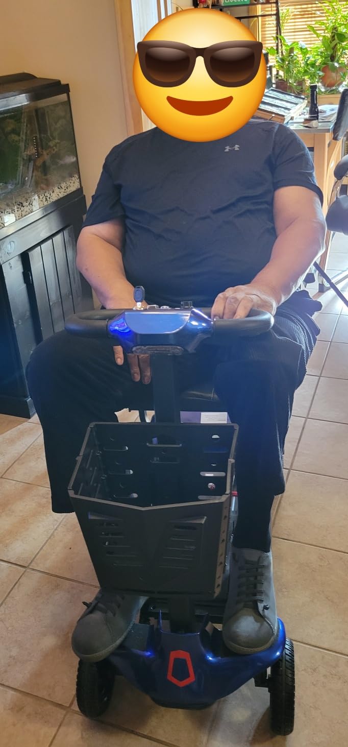 Auto-Folding Mobility Scooters for Adults & Seniors, 40 lbs Lightweight Foldable & Portable 4 Wheel Electric Scooter, Remote Control/Manual Folding Power Scooter 14 Mile Range, 275 lbs Capacity (Blue) customer photo 2
