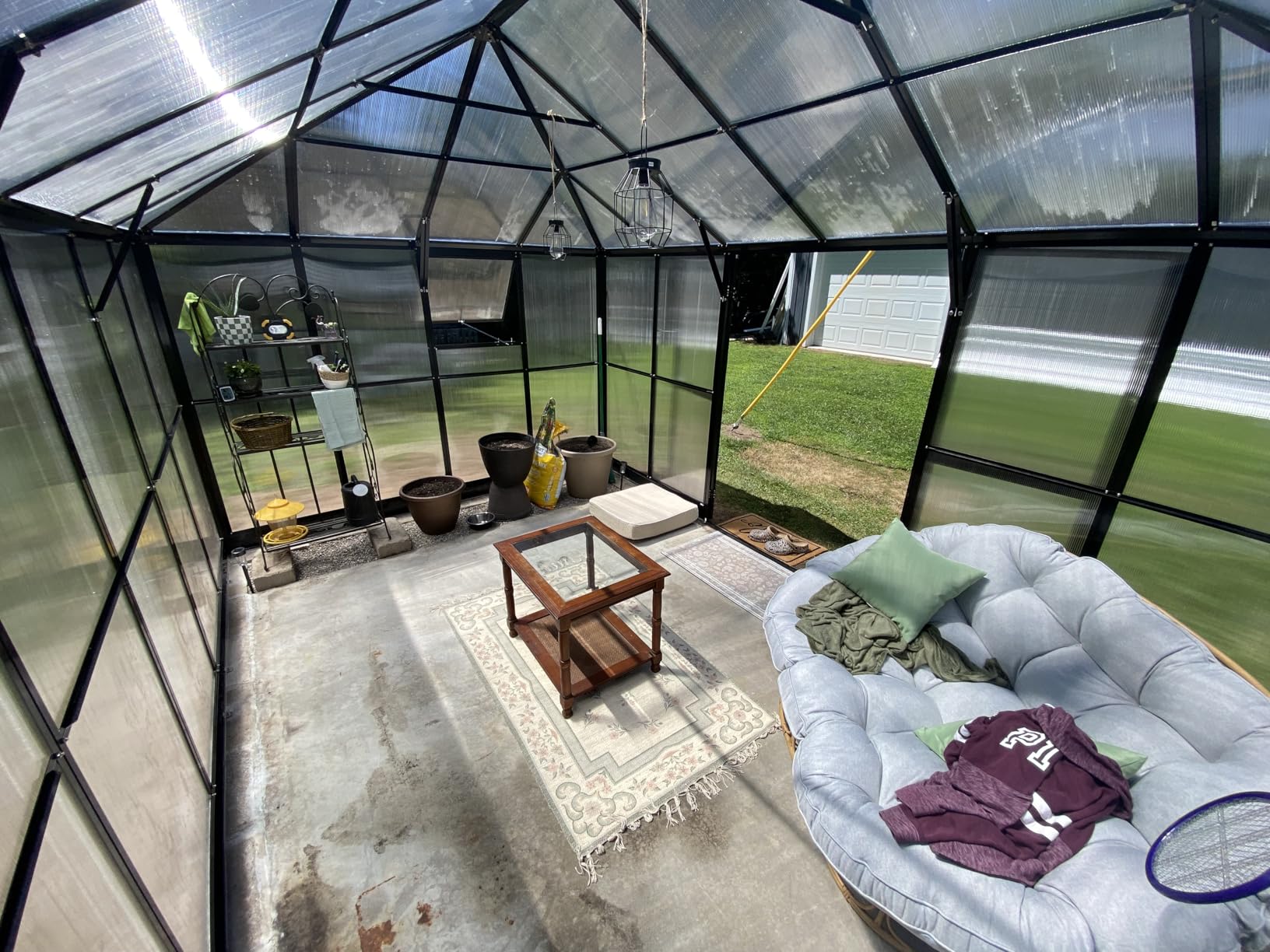 HOWE 16x12x9.5 FT Polycarbonate Greenhouse for Outdoors, Pavilion Style Greenhouse with 4 Vent Windows, Lockable Double Doors, Ideal for Garden & Patio Use, Black customer photo 1