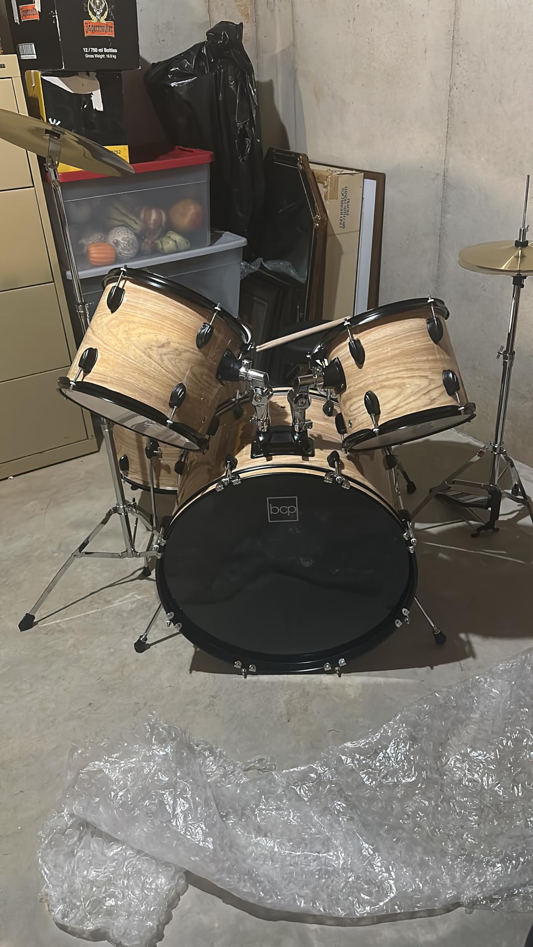 Best Choice Products 5-Piece Full Size Complete Adult Drum Set w/Cymbal Stands, Stool, Drum Pedal, Sticks, Floor Tom - Natural customer photo 1