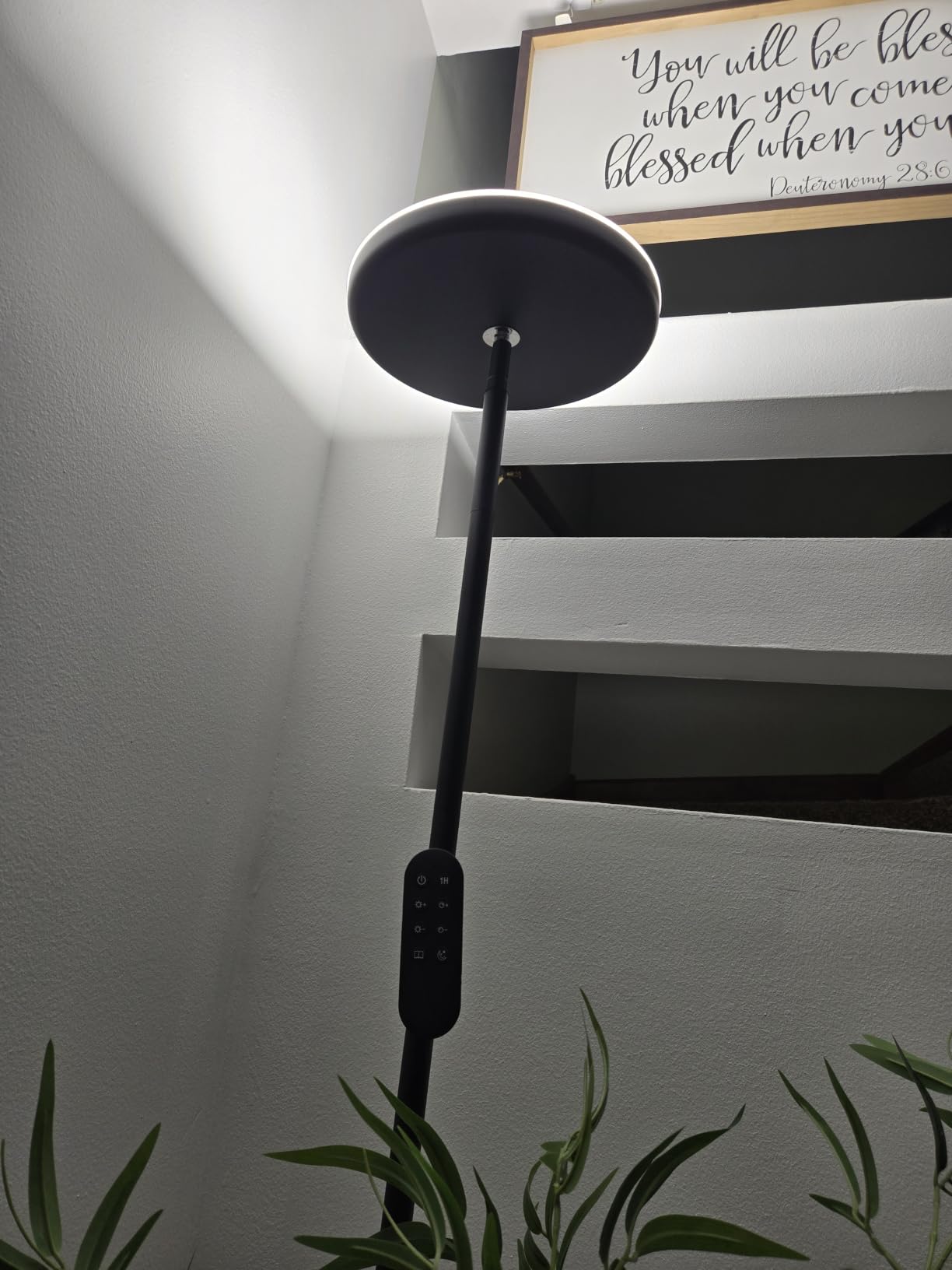 JOOFO LED Torchiere Floor Lamp with Remote, Stepless Dimmable Standing Lamp | Super bright uplight fills ceilings and dark corners for living rooms, bedrooms, home offices, reading nooks and apartments customer photo 1