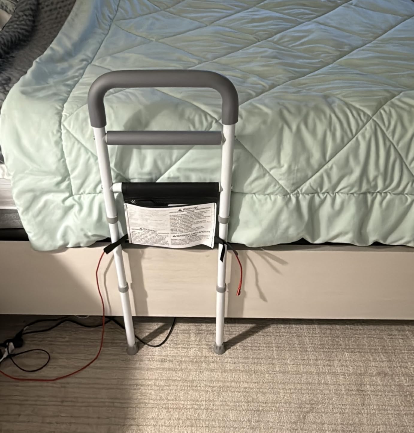 Bed Rails for Elderly Adults Safety with Bedside Support Legs | Bed Assist Rail for Seniors for Fall Prevention, Bedside Grab Bar Cane with Storage Pocket, Fits King, Queen, Full, Twin Beds customer photo 1