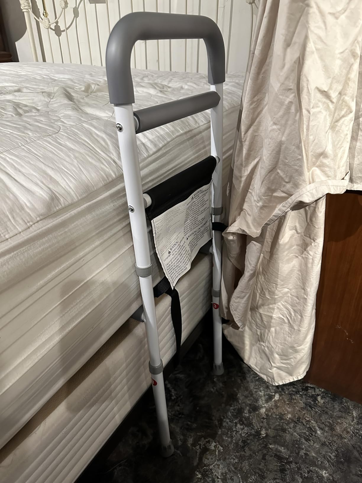 Bed Rails for Elderly Adults Safety with Bedside Support Legs | Bed Assist Rail for Seniors for Fall Prevention, Bedside Grab Bar Cane with Storage Pocket, Fits King, Queen, Full, Twin Beds customer photo 2