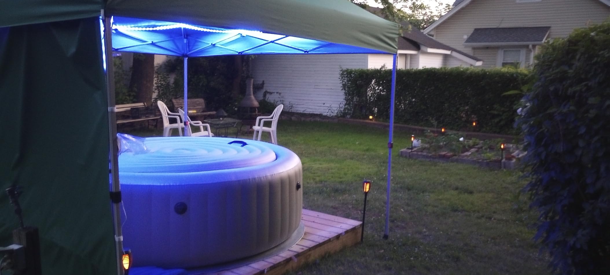 INTEX 28425EG PureSpa Bubble Massage Spa Set Outdoor Inflatable Portable Hot Tub, Includes Energy Efficient Spa Cover, Saltwater System Ready, 4 Person, 77in x 28in customer photo 1