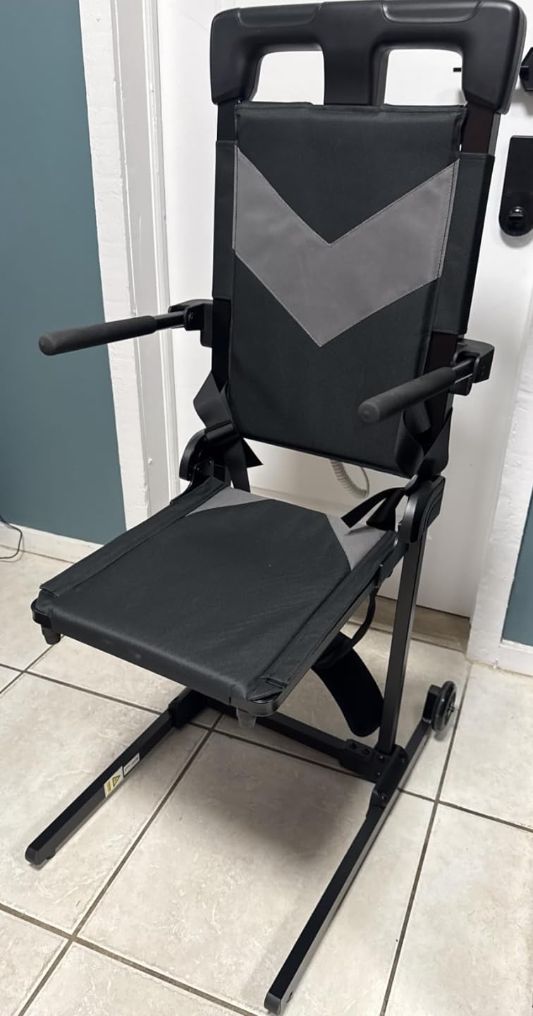 VOCIC Electric Chair Lift Get Up from Floor, Movable with 4 Wheels, Portable Rolling Chair Lift with T-Stabilized Base, Short-Distance Transport, Lift for Elderly from Floor, Supports 350 LBS, AX35 customer photo 2