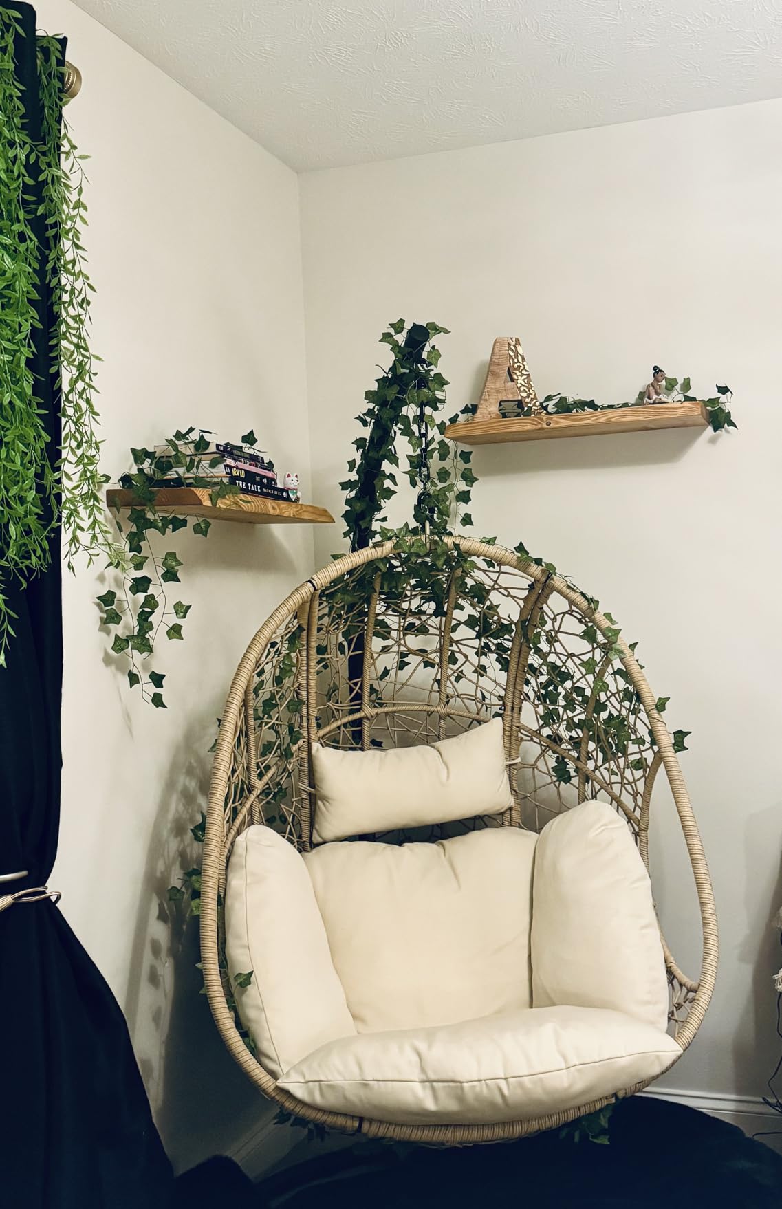Hanging Egg Chair with Stand - Egg Swing Chair Outdoor Indoor Patio Wicker Chair Swing Hammock Egg Chairs 400lbs Capacity for Outside Patio, Bedroom, Garden and Balcony (Beige-nest, 2P) customer photo 1