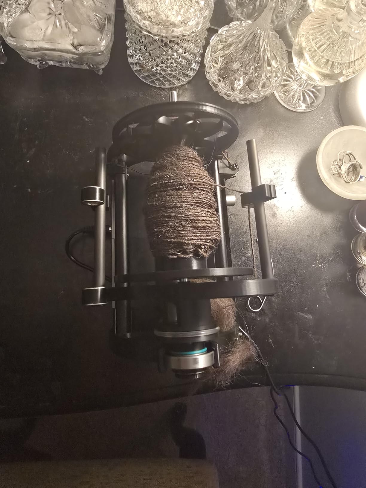 Electric Yarn Spinner Winder Spinning Wheel for Wool with 3 Bobbins, Small Yarn Winder with Forward & Reverse, Free Speed Adjustable (Green) customer photo 1