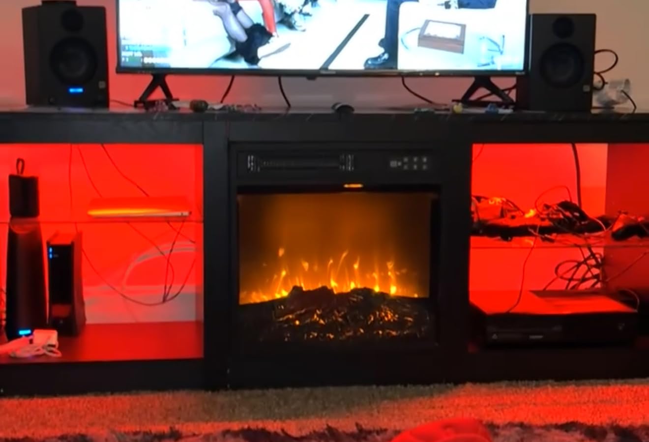 BREEZEHEAT Electric Fireplace TV Stand for 65-80