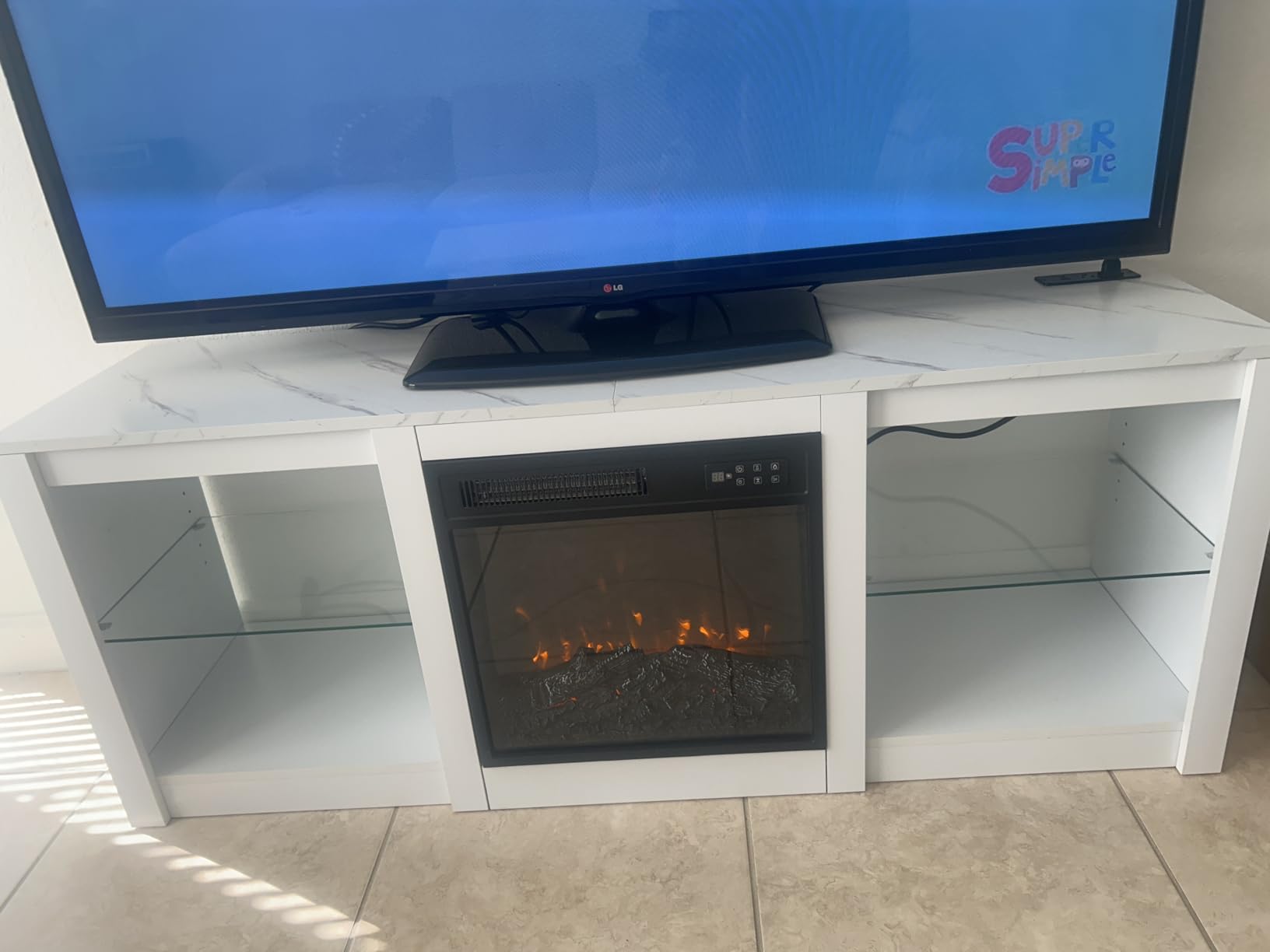 BREEZEHEAT Electric Fireplace TV Stand for 65-80