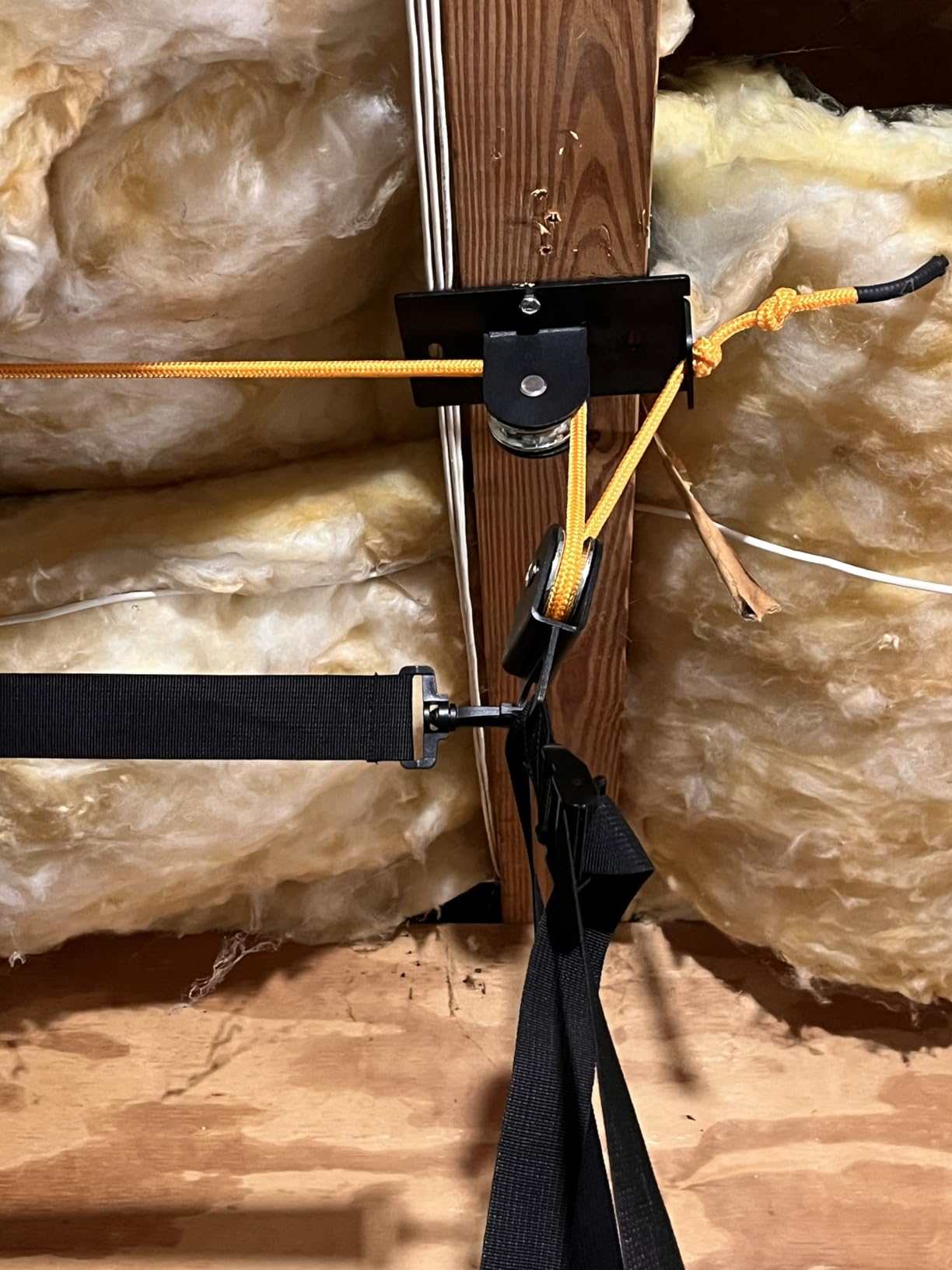 All-Metal Kayak Hoist for Garage Ceiling, Holds 150 lb, 10' Lift | Parallel/Perpendicular Mount, 11-Ga Steel, Double-Braided Rope, 2:1 Mechanical Advantage, Self-Locking customer photo 1