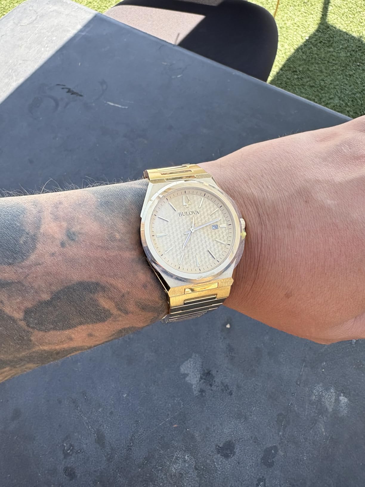 Bulova Mens Dress Classic Quartz Two Tone Stainless Steel Watch, Patterned Dial, 39mm customer photo 1