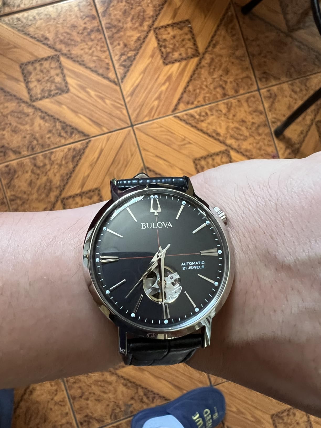 Bulova Men's Classic Aerojet 3-Hand Automatic Leather Strap Watch, Open Aperture, 40-Hour Power Reserve, Double Curved Mineral Crystal, 41mm customer photo 1