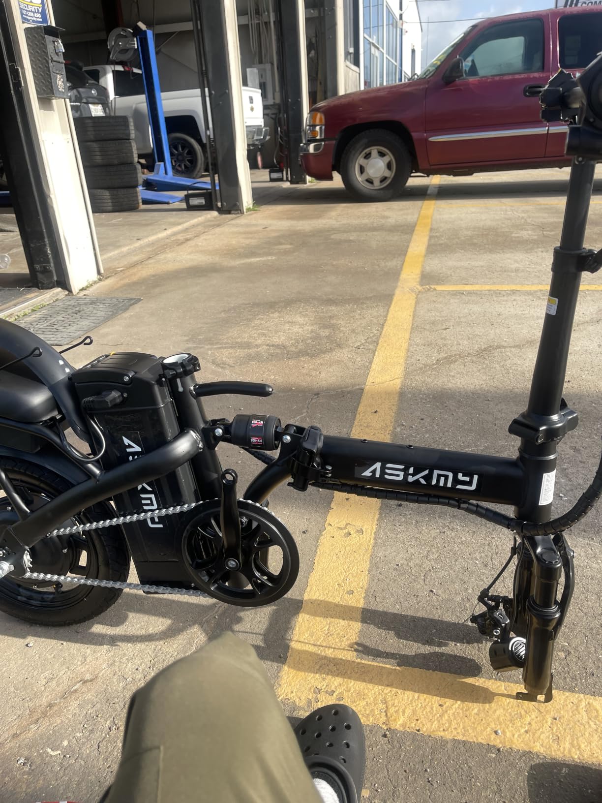 Foldable Electric Bike for Adults and Teens, 14 Inch Ebike for Commuting | Folding E Bike with 740W Peak Motor, 48V 10AH Removable Battery, 30-35 Miles PAS Range, Commuter Electric Bicycle customer photo 2
