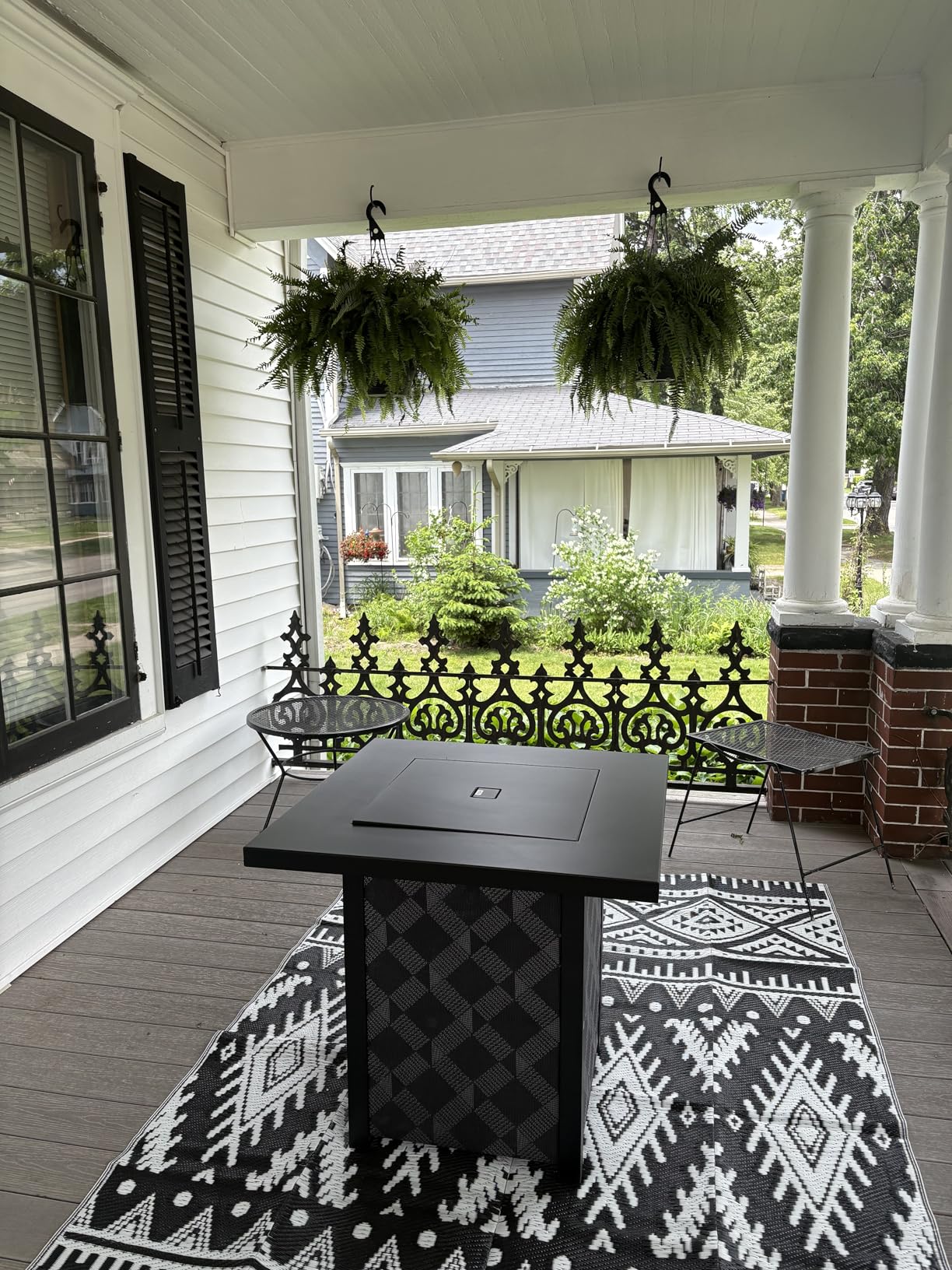 Ciays 42 Inch Gas Fire Pit Table, 60,000 BTU Propane Fire Pits for Outside with Glass Wind Guard, Steel Lid, Lava Rock, 2 in 1 Fire Pit Table Gatherings Parties on Patio Deck Garden, Ebony(2 Packages) customer photo 1