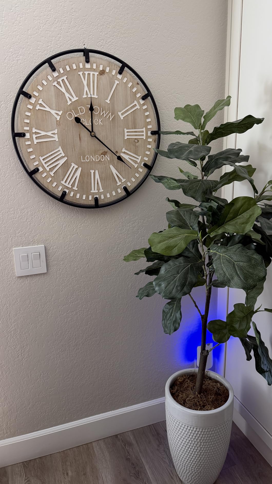 Vantic Farmhouse 30 Inch Wood Roman Large Wall Clock with Metal Circle | Oversized Wood Decorative Wall Clock with Large Roman Numeral for Living Room/Bedrooms/Offices, Silent and Battery Operated customer photo 2