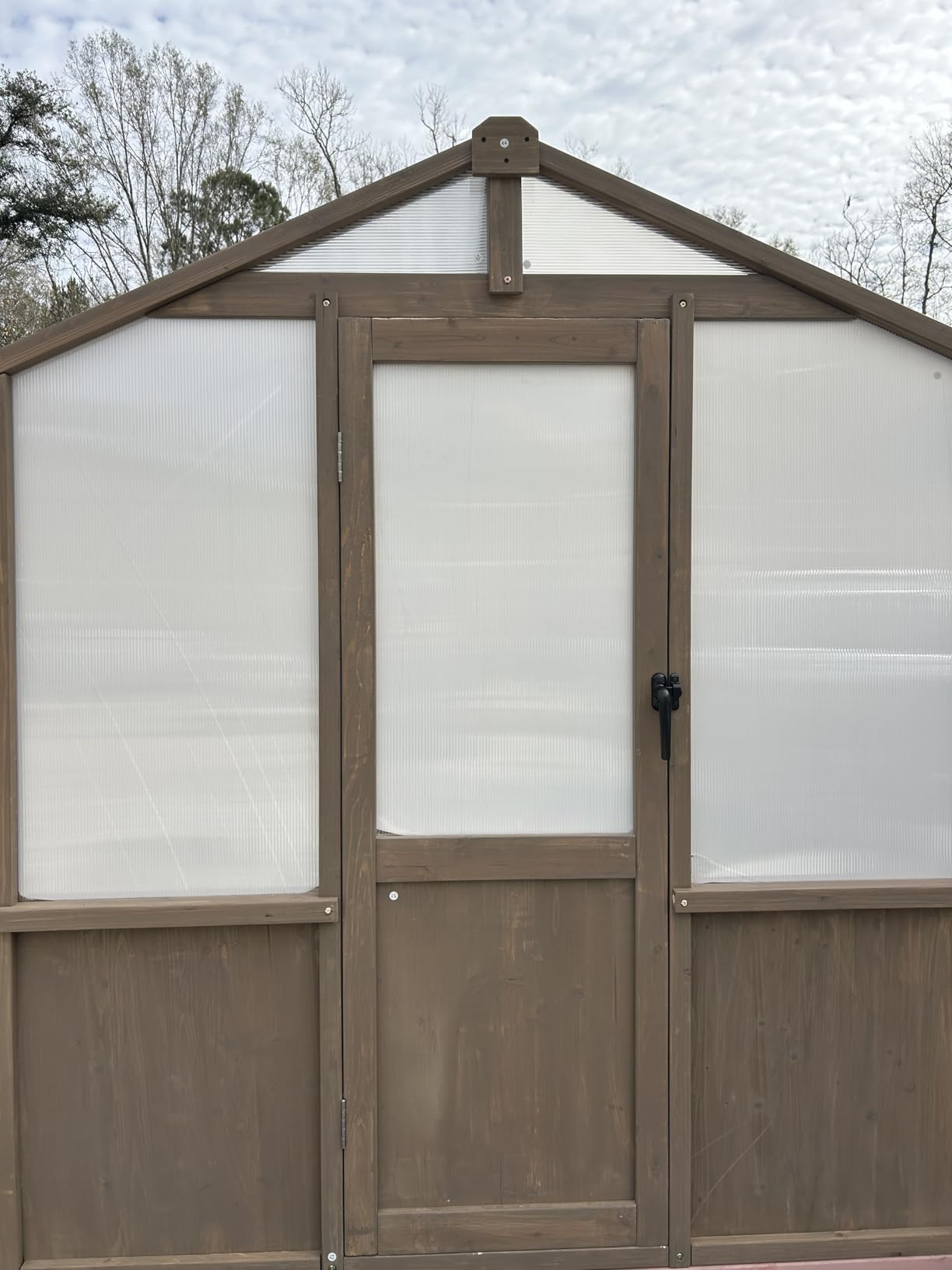 Aoxun 6x8 FT Wooden Greenhouse for Outdoors, 6MM Thick Polycarbonate Panel, Walk-in Green House Kit with Adjustable Roof Vent and Lockable Door, Heavy Duty Cedar Greenhouse, Backyard Garden, Natural customer photo 1