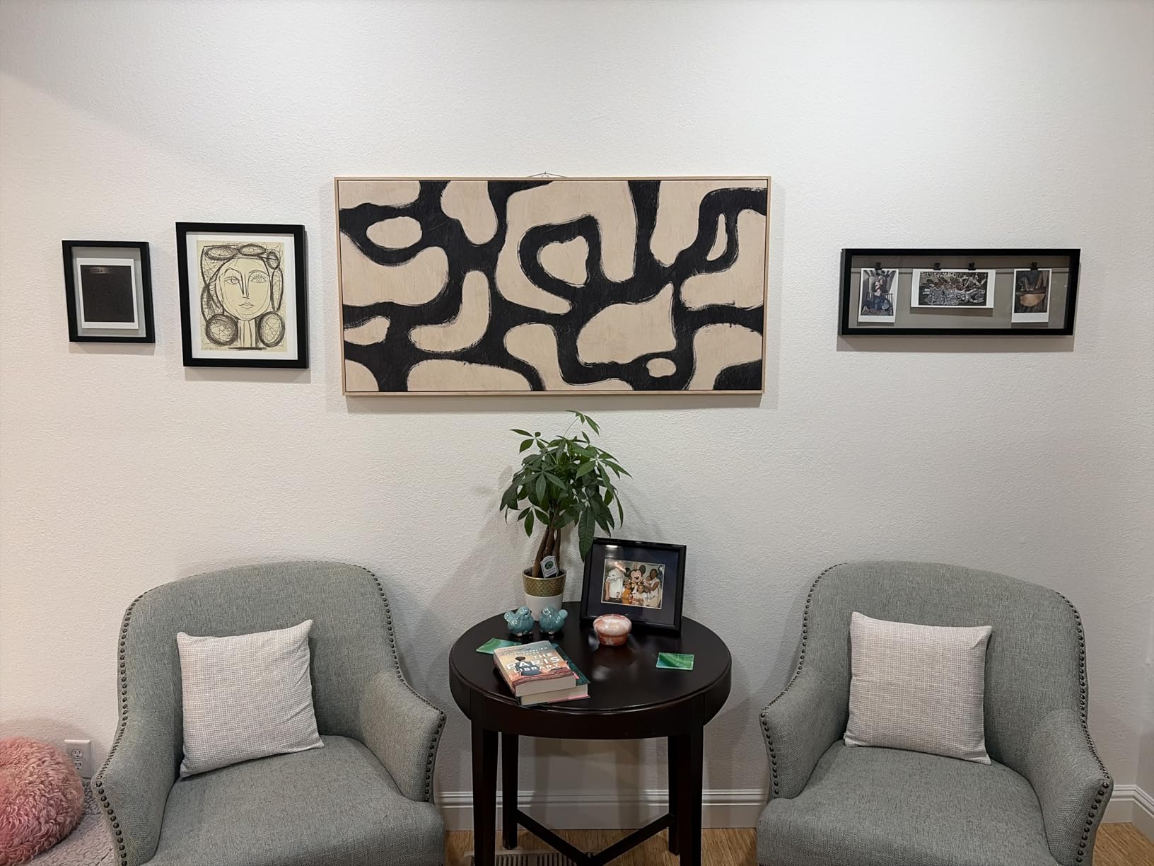 Large Framed Modern Abstract Horizontal Wall Art for Living Room, 60x30 In | Extra Large, Black and beige, Modern, Minimalist, Canvas artwork, Dining room decor, Bedroom art, Office decor, Ready to hang customer photo 1