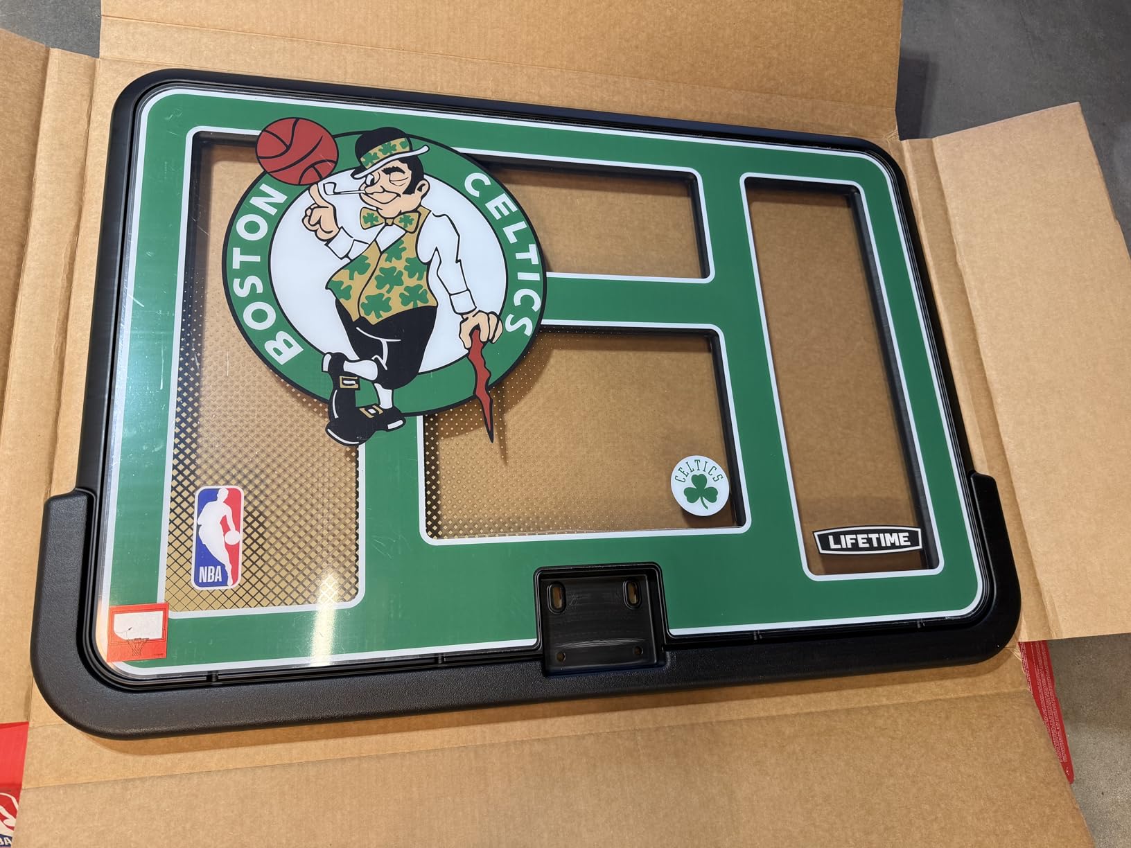 Lifetime NBA League Edition Portable Basketball Hoop, Adjustable Height 7.5-10 Ft, 44 Inch Shatterproof Polycarbonate Backboard, Steel Frame, Black/Clear customer photo 1