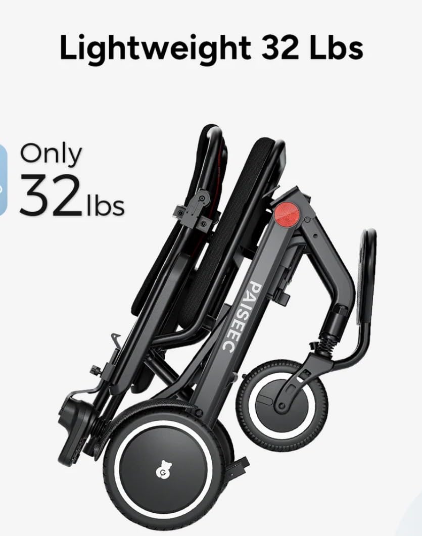 Paiseec Lightweight Electric Wheelchair Foldable, Only 32 lbs, Power Wheelchair for Adults/Seniors, Compact Electric Wheelchair for Travel, Airline Approved, Up to 11 Miles, Outdoor & Indoor customer photo 2