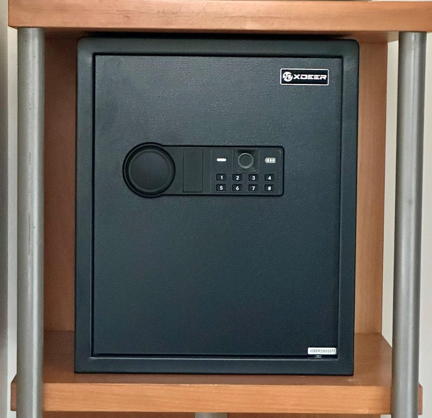 XDeer 1.69 CuFt Biometric Safe with Fireproof Bag, Home Safe for 4 Pistols | Fingerprint Safe Box with Backlit Keypad & LED Light, Money Safe for Cash/Jewelry/Documents/Gun, Removable Shelf & Gun Rack customer photo 1
