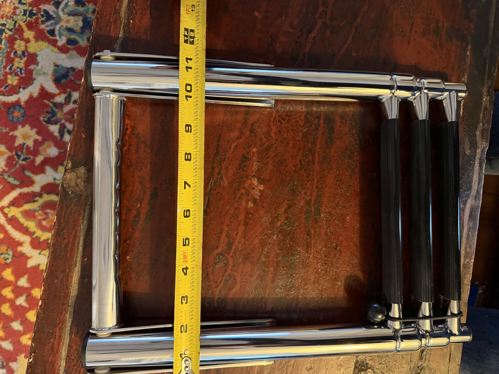 Boat Ladder for Pontoon,Telescoping Boarding Ladder for Outboards | 4 Step Stainless Steel Folding Heavy Duty for Yacht,Marine Fishing Boat customer photo 2