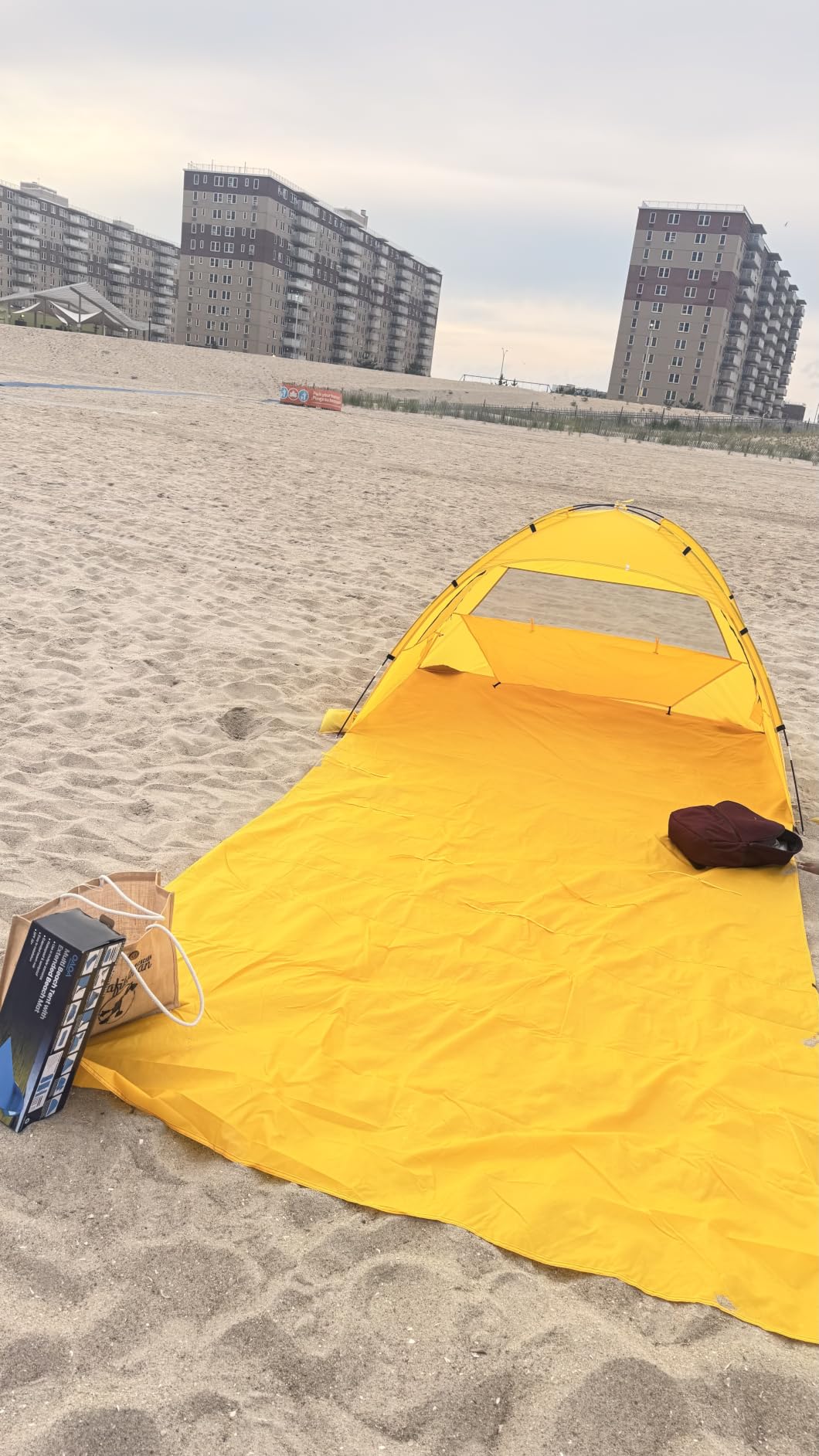 Beach Tent Sun Shelter- with 114 x 82 Extended Mat for 3-6 Person, UPF 50+ UV Protection, Easy Setup Beach Shade Canopy, Portable Camping Sun Shelters with 3 Mesh Window for Family Picnics Fishing-Aqua customer photo 1