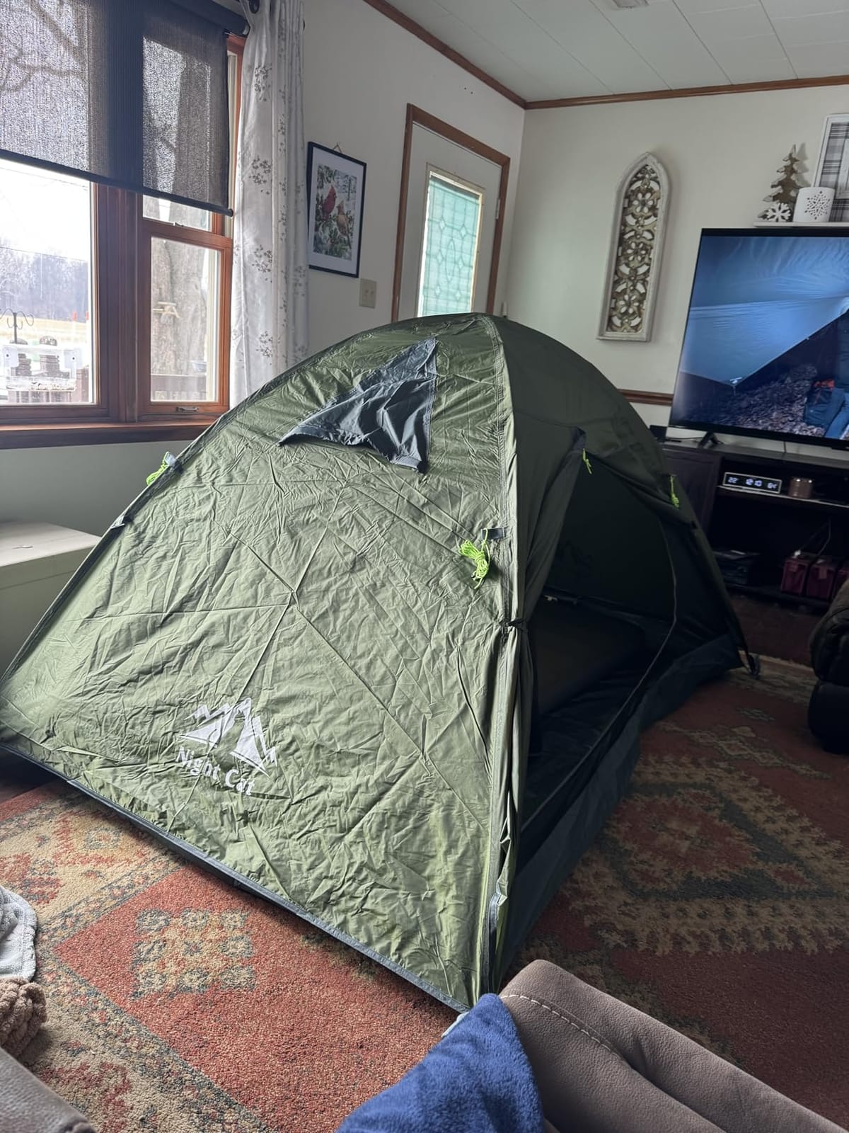 Night Cat 2-Persons Backpacking Tent: Waterproof Lightweight Camping Tent for Two People Hiking Outdoor Mountain with Aluminum Poles and Rainfly Green customer photo 2