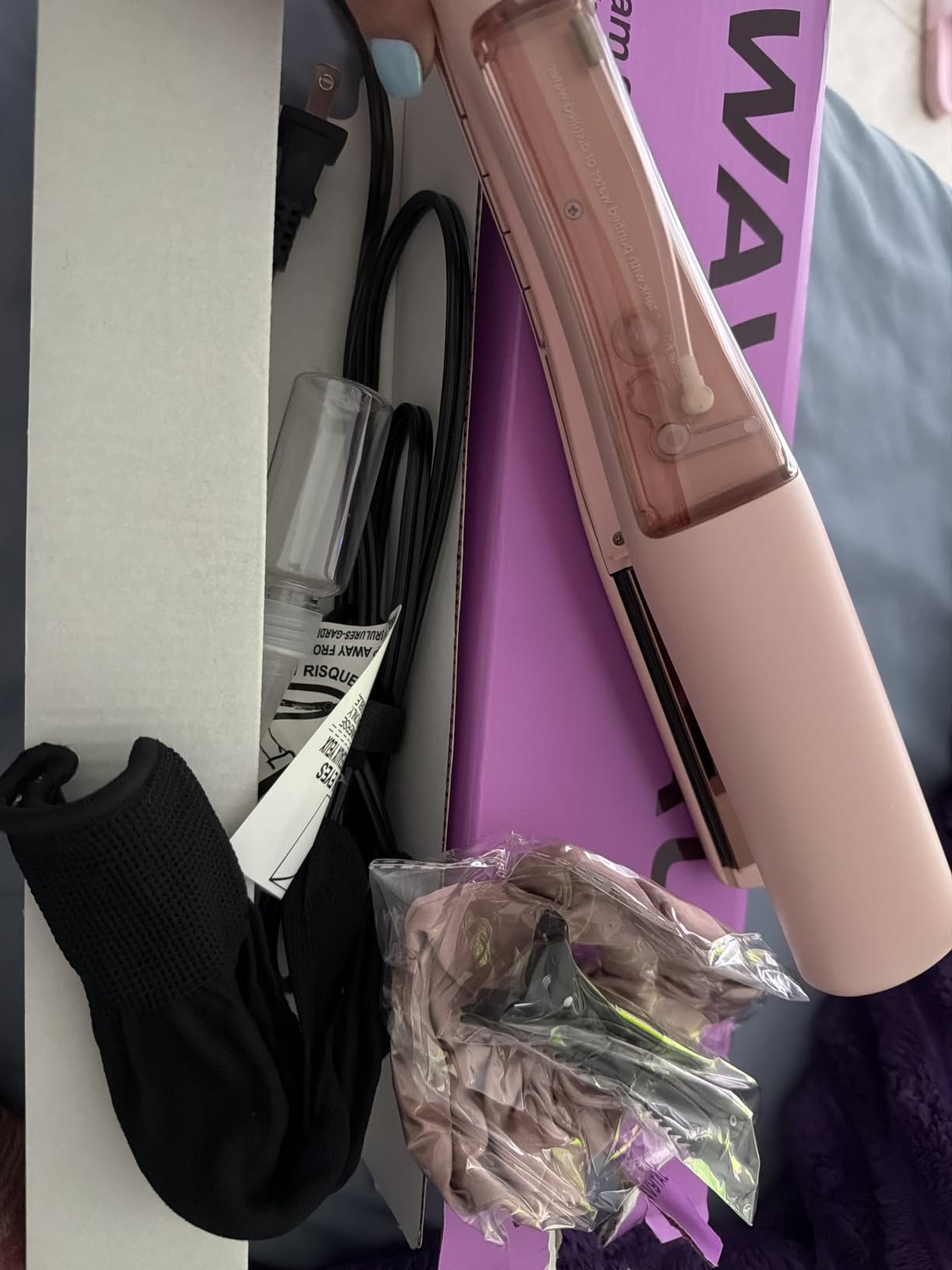 Wavytalk Steam Hair Straightener, Steam Sesh, Steam Reduces Damage, Nourishes Hair & Expedites Straightening, 1.38'' Nano Titanium Flat Iron with Detachable Comb for Silk Press Smoothing, Sakura Pink customer photo 2