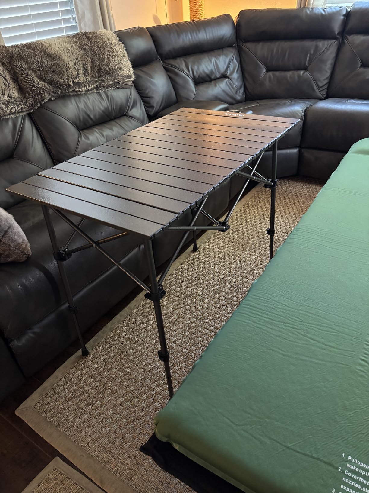 Byliable Camping Table Folding Portable Camp Aluminum Table, Wood Grain | Foldable Design, Roll-Up Aluminum Tabletop, Lightweight with Carry Bag, Height-Adjustable Legs, Outdoor for Camp, Picnic customer photo 1