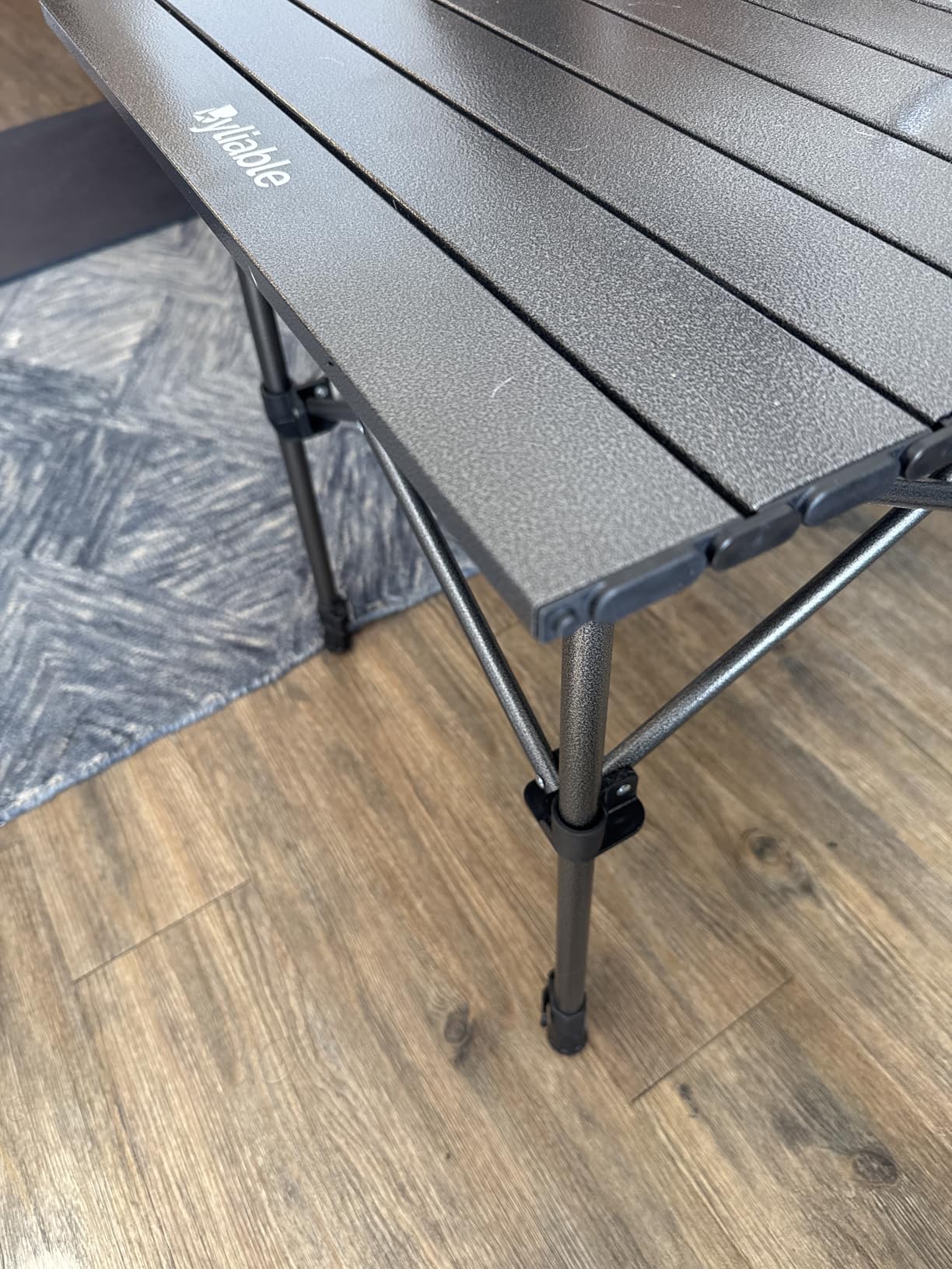Byliable Camping Table Folding Portable Camp Aluminum Table, Wood Grain | Foldable Design, Roll-Up Aluminum Tabletop, Lightweight with Carry Bag, Height-Adjustable Legs, Outdoor for Camp, Picnic customer photo 2