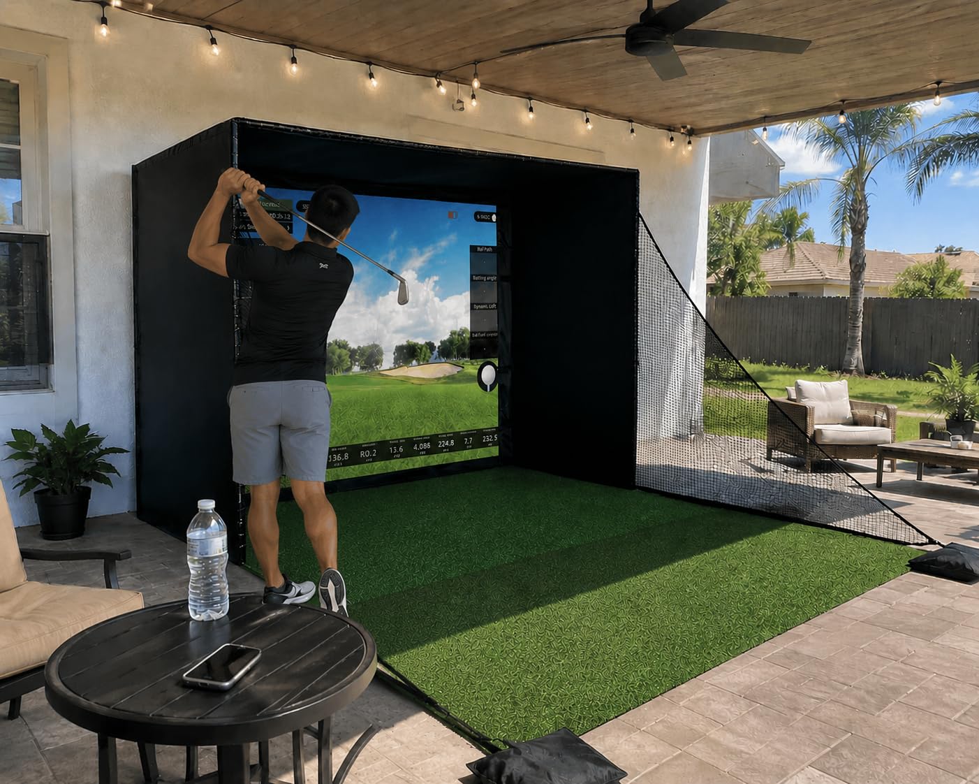 Golf Simulator Enclosure Kit with Premium HD Impact Screen, Full Safety Padding & Blackout Curtain, Home Golf Sim Setup Launch Monitors Compatible, Indoor Cage Net Golfing Accessories customer photo 2