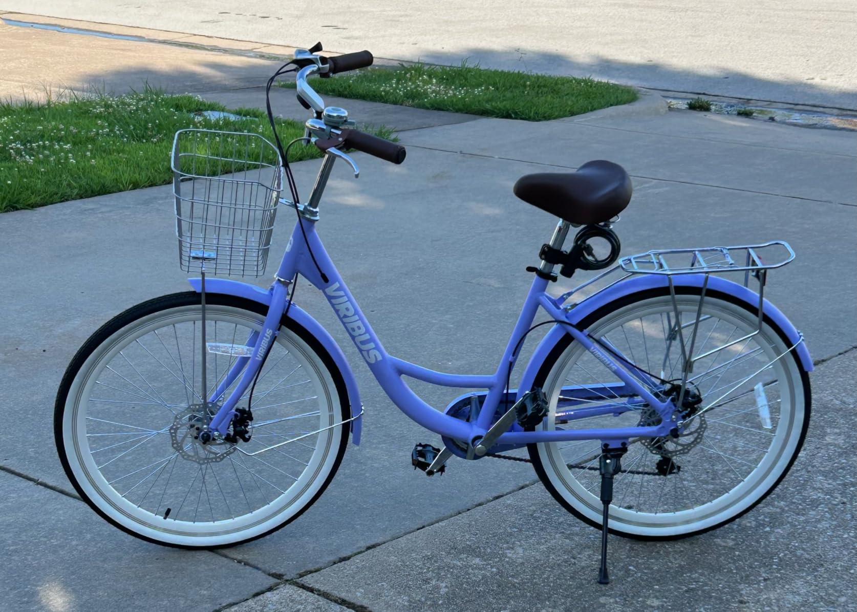 VIRIBUS Womens Bike, Lightweight Aluminum Beach Cruiser Bike for Women 7 Speed 24/26inch with Front Basket & Rack, Step-Through City Commuter Bicycle for Ladies Seniors customer photo 2