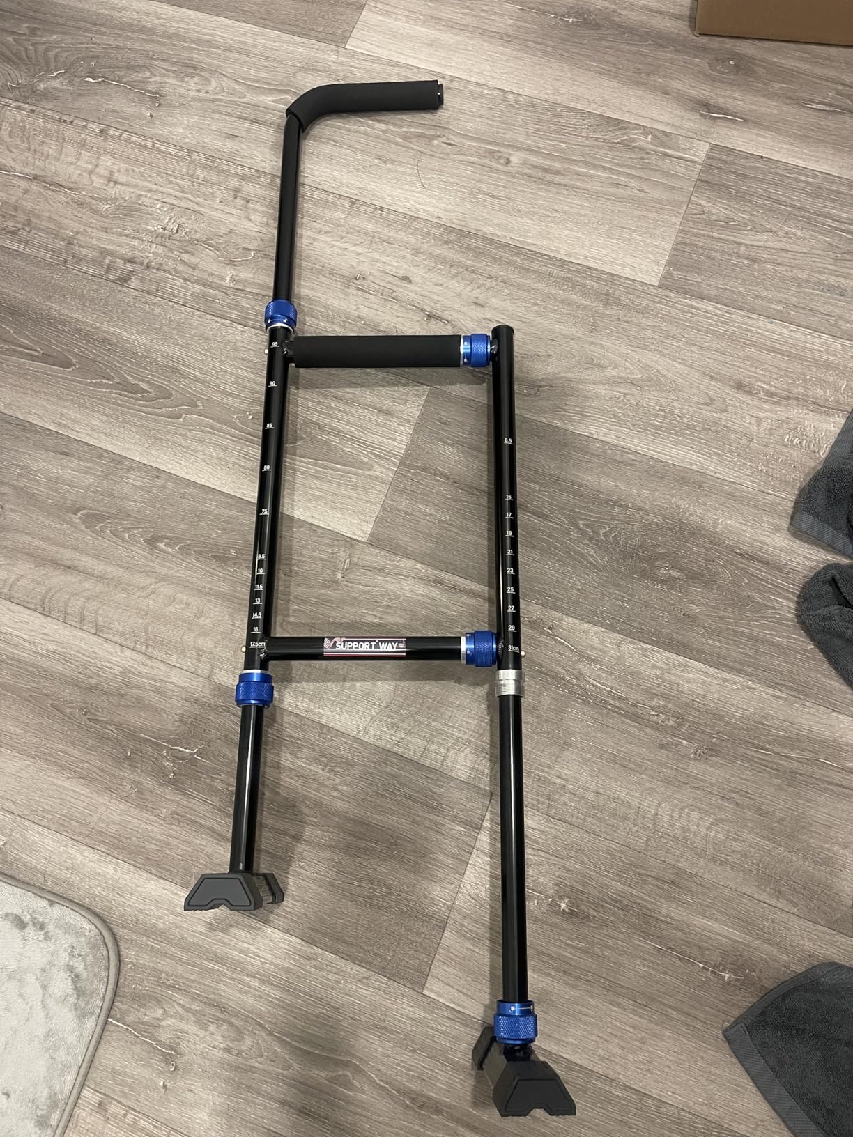 Stair Assist Cane & Step Cane for Seniors, Adjustable Height & Width | Fits most indoor & outdoor steps. Wide anti-slip base. Aluminum. For seniors, post-surgery, sore knees & hip recovery. customer photo 1