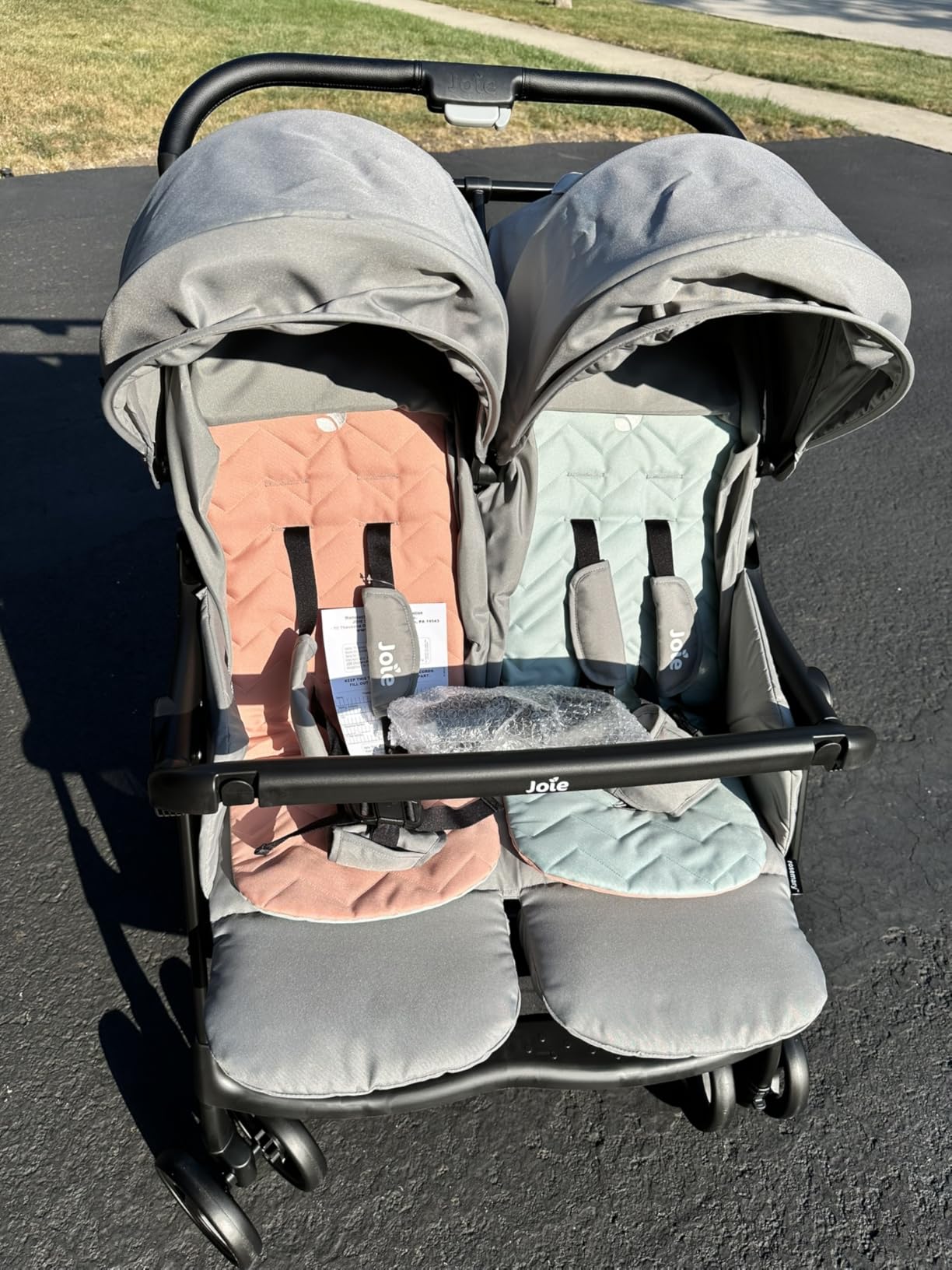 Joie Baby Rosemary Side-by-Side Double Stroller - Lightweight, Compact | Stroller for Twins or Siblings. 3 Cup Holders, UPF 50+ Canopy, Easy One-Hand Compact Fold customer photo 2