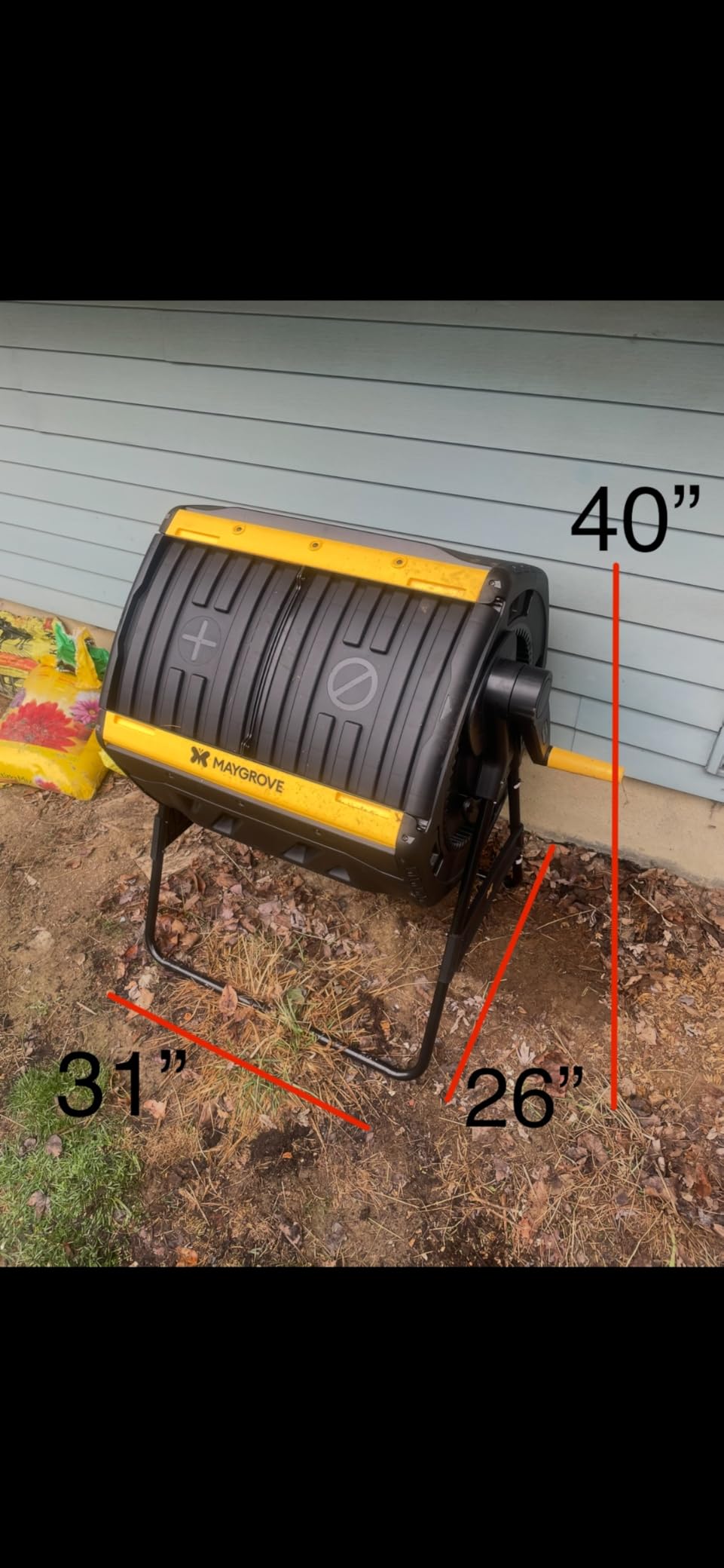 Maygrove Outdoor Compost Bin 53 Gallon, Dual Chamber Large Compost Tumbler for Garden Backyard, with 360 Rotating, Sliding Doors & Solid Steel Frame customer photo 1